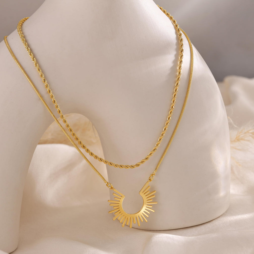 CHESKY Gold Necklaces for Women Trendy, 14k Gold Plated Necklace Stack Dainty Boho Pendant Charm Necklace Layered Necklace for Women Non Tarnish Gold Jewelry Sit Boho Beach Jewelry for Women Gifts Accessories