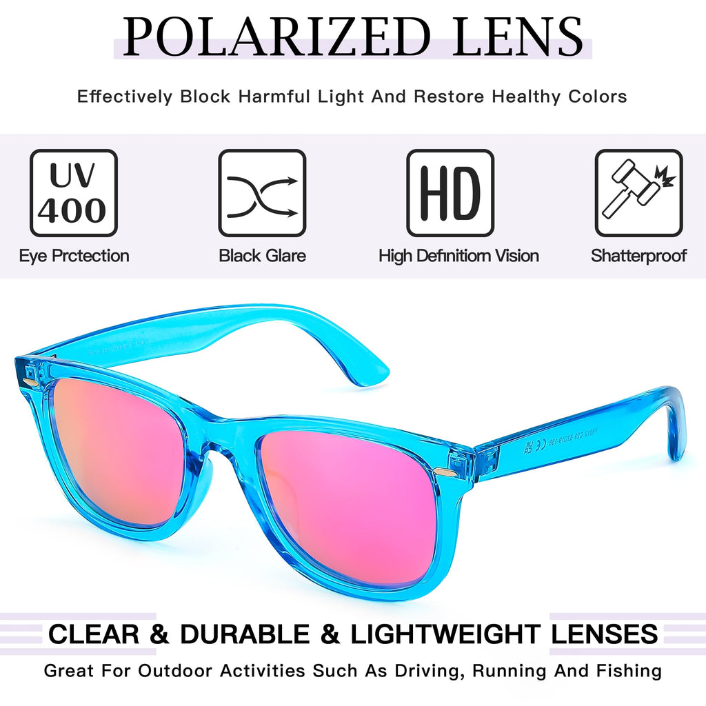 SIPHEW Polarized Sunglasses for Women & Men - Mirrored Sports Square Sunglasses w UV Protection/Medium Fit