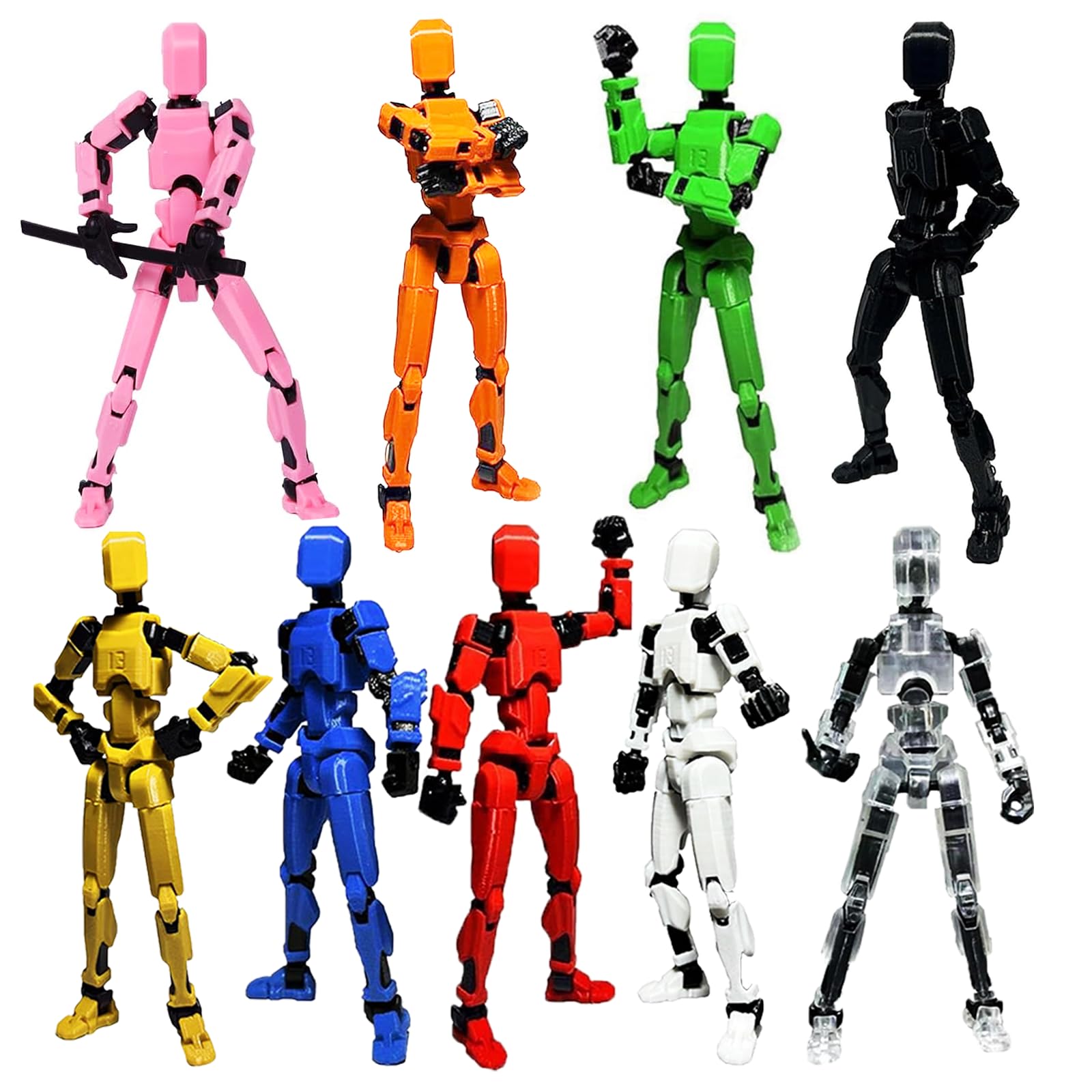 Dumwick Assembly Completed Titan 13 Action Figure Set,Titan 13 Robot Action Figures 3D Printed Multi Jointed Movable,Nova 13 Action Figure,Decorations for Action Figures (9pcs,Assembly Completed)