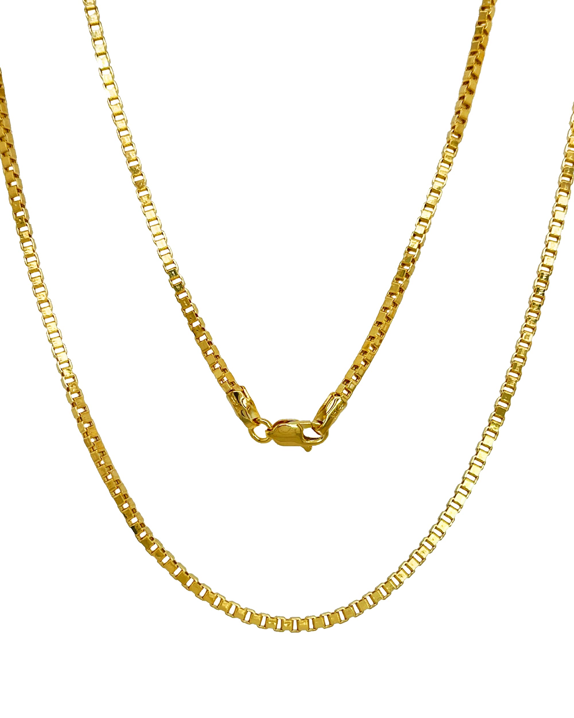 JEWELHEART 14K Real Gold Box Chain - 1.75mm Diamond Cut Yellow Gold Link Chain Necklace For Men - Dainty Gold Pendant Necklace For Women with Lobster Clasp 20"