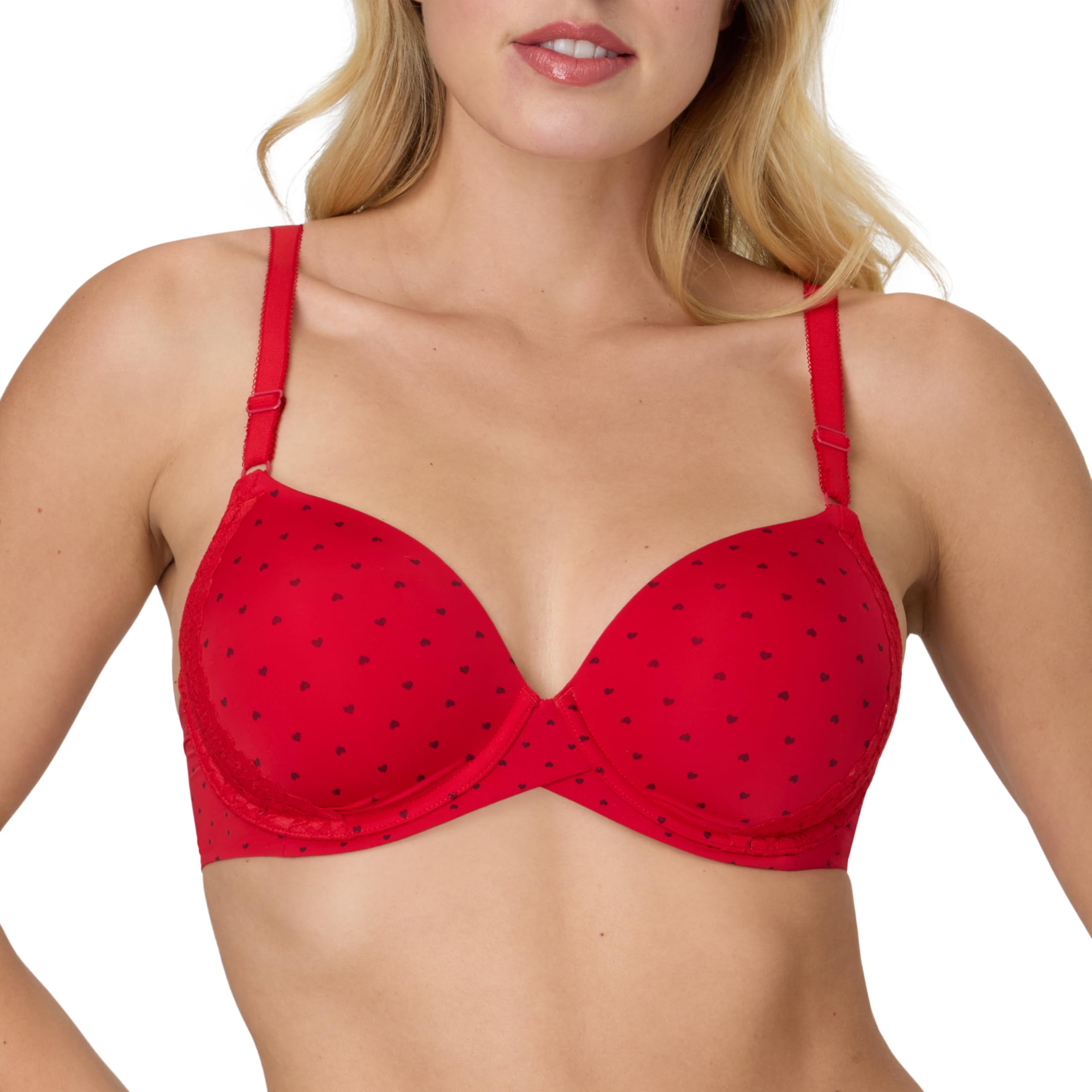 Maidenform Women's Underwire Bra, One Fab Fit Demi T-Shirt Bra, Convertible Straps, Microfiber, Lightly Lined Cups