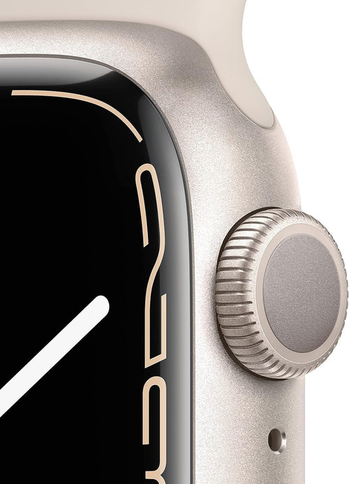 Apple Watch Series 7 (GPS, 41mm) Starlight Aluminum Case with Starlight Sport Band, Regular (Renewed)