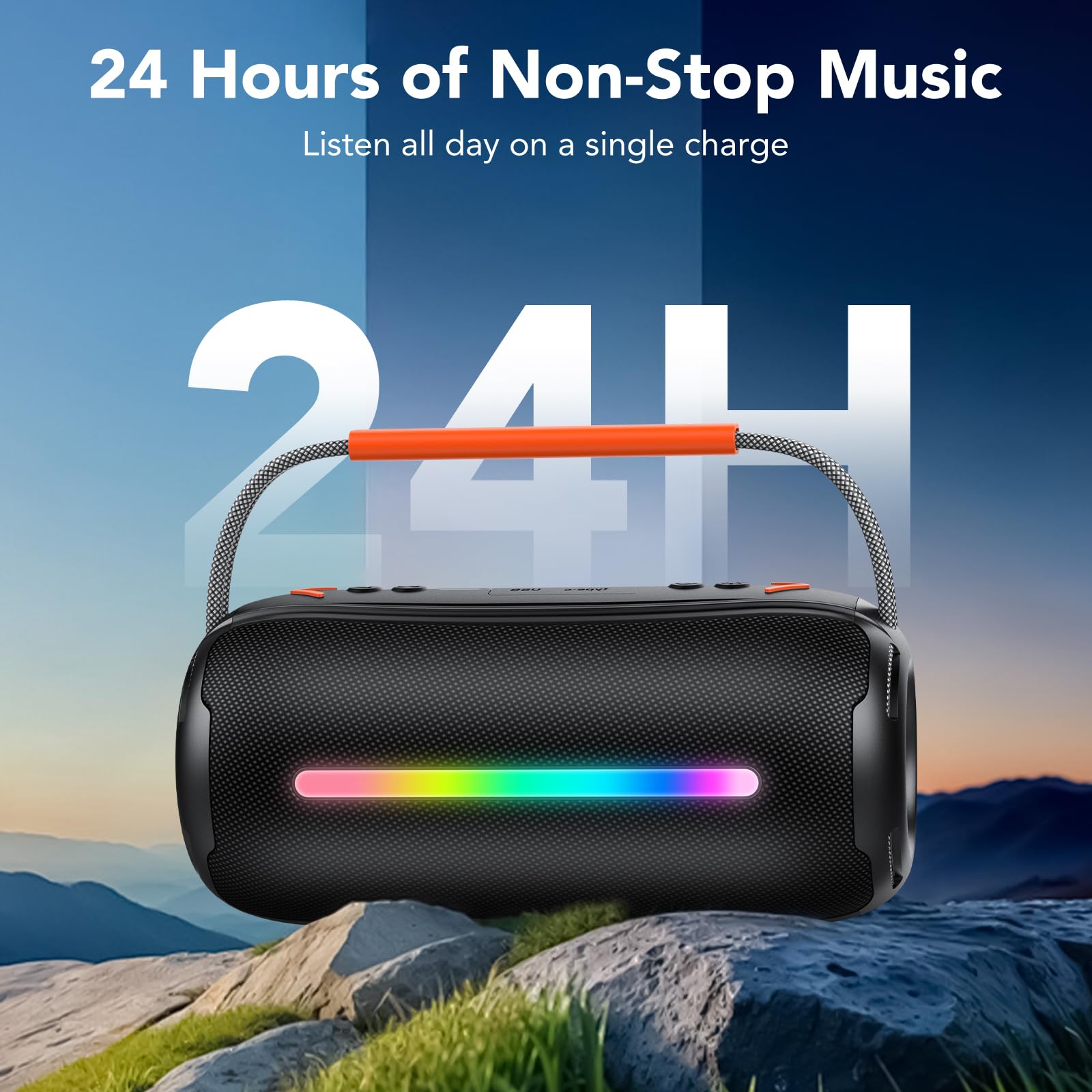 aowoka Bluetooth Speaker Portable Wireless Bluetooth Speakers with HD Stereo Sound, BT 5.4 TWS Pairing, IPX7 Waterproof, 30H Battery Life with Led Light for Outdoor/Party/Sport/Travel/Gifts