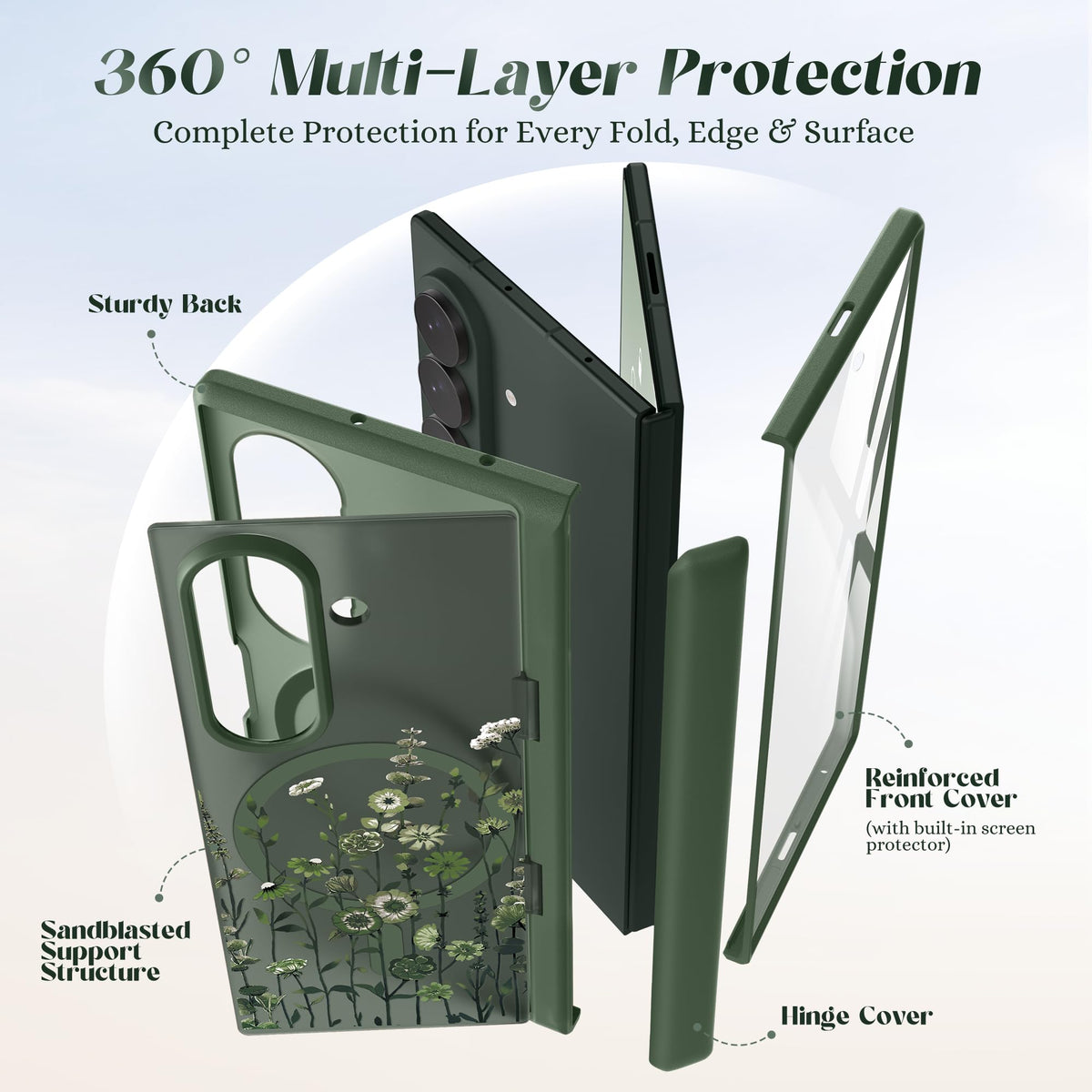 GVIEW for Samsung Galaxy Z Fold 8 Ultra Case Floral Compatible with Magsafe
