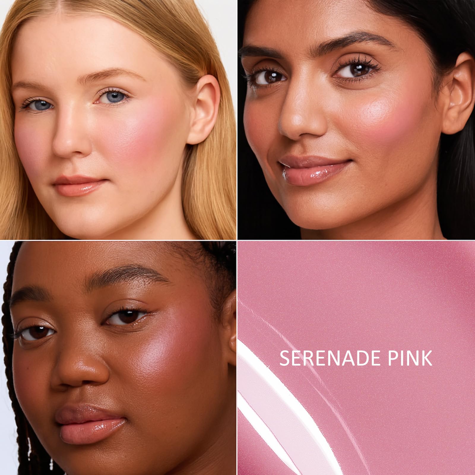 UCANBE Dual-Ended Liquid Blush with Angle Applicator & Built-In Brush, Seamless Buildable Blendable Lightweight Cheek Tint Makeup, Long Lasting Creates Dewy Natural Flush Finish - Serenade Pink