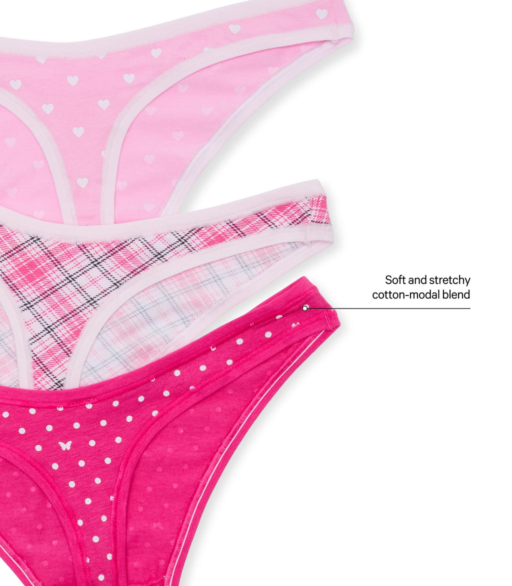 Victoria's Secret PINK | Elle 3-Pack Cotton Thong Panties, Elle Pink Pack, M
