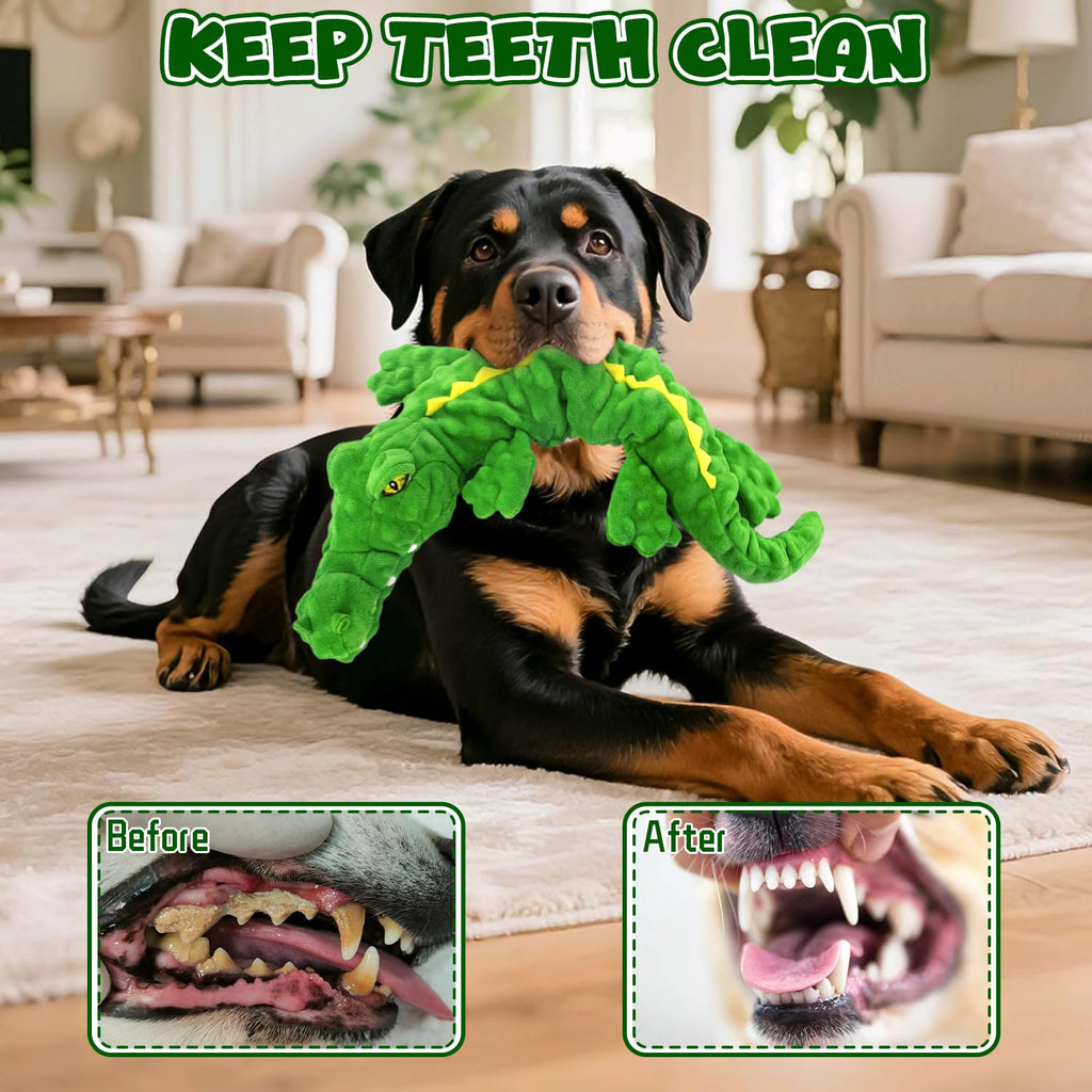 LSSYYQQ Dog Toys,Interactive Stuffed Squeaky Animal Crinkle Plush Toy for Small, Middle, Large Dogs, Interactive Dog Toy to Keep Them Busy,Large Dog Toys for Tug of War Game,Crocodile