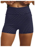 WDIRARA Women's Polka Dots Biker Shorts Elastic Waist Athletic Workout Yoga Shorts Dark Blue Medium