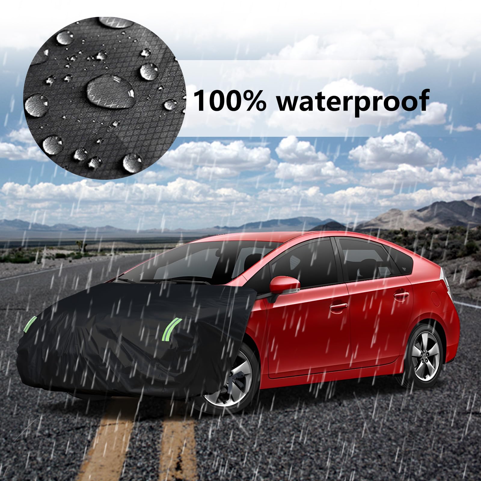 Federedevo Universal Car Engine Cover for SUV/Jeep (L:138-181in x 63-71in), Car Hood Cover with Reflective Straps, Elastic Band & Hook