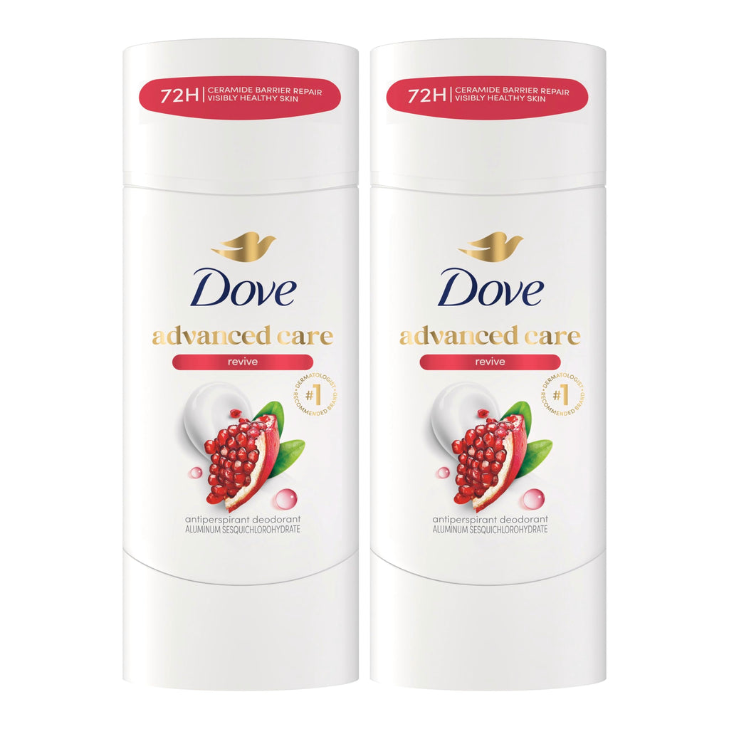 Dove Advanced Care Antiperspirant Deodorant for Women Twin Pack Revive 72 hour sweat and odor protection 2.6 oz (Packaging May Vary)