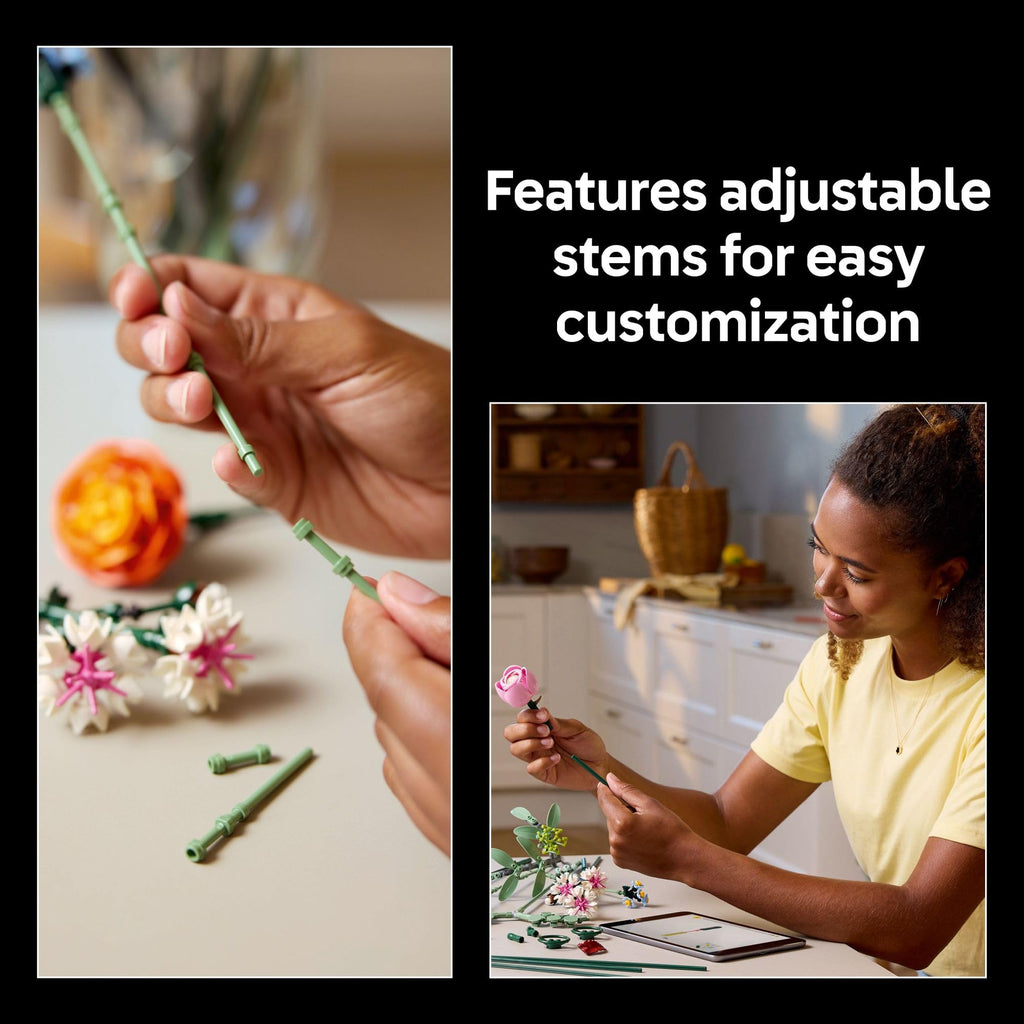 LEGO Botanicals Pretty Pink Flower Bouquet Building Set for Adults - Gifts for Birthdays for Her- Artificial Flowers for Decor or Table Display - 10342