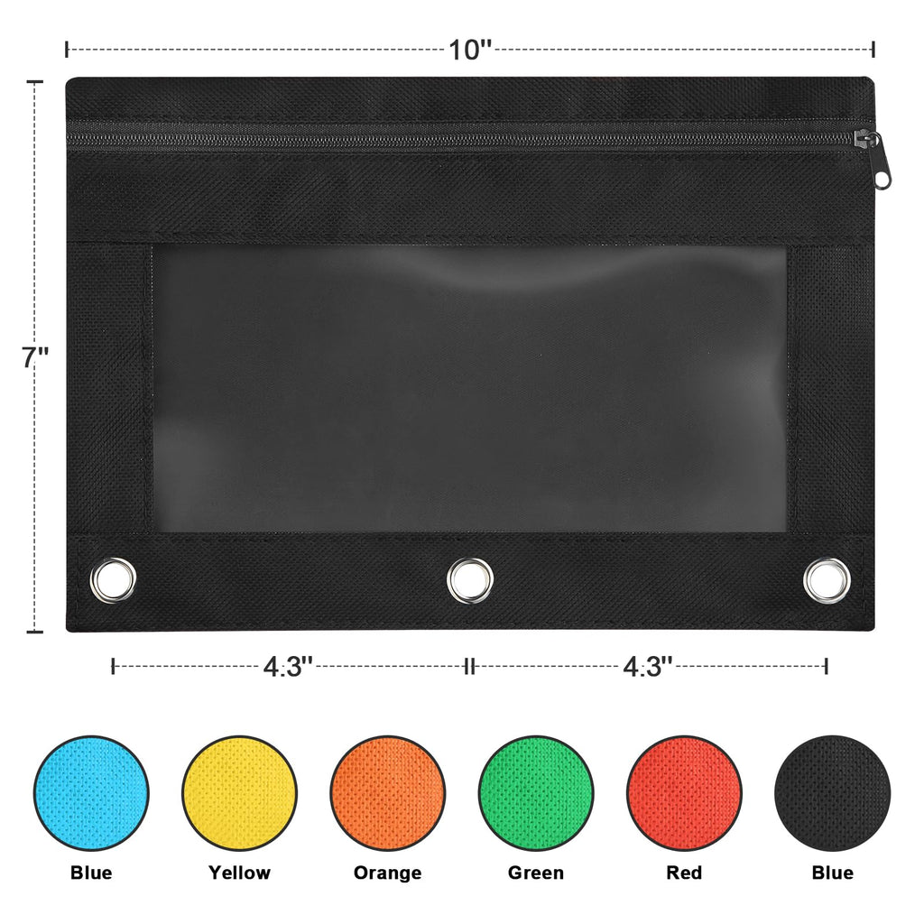 Shemira Pencil Pouch for 3 Ring Binder, 30 Pack Pencil Pouches Bulk in 6 Colors, Binder Pencil Pouch with Smooth Zipper, Zipper Pencil Pouches, 3 Ring Binder Pencil Pouches, Clear Window Pencil Case