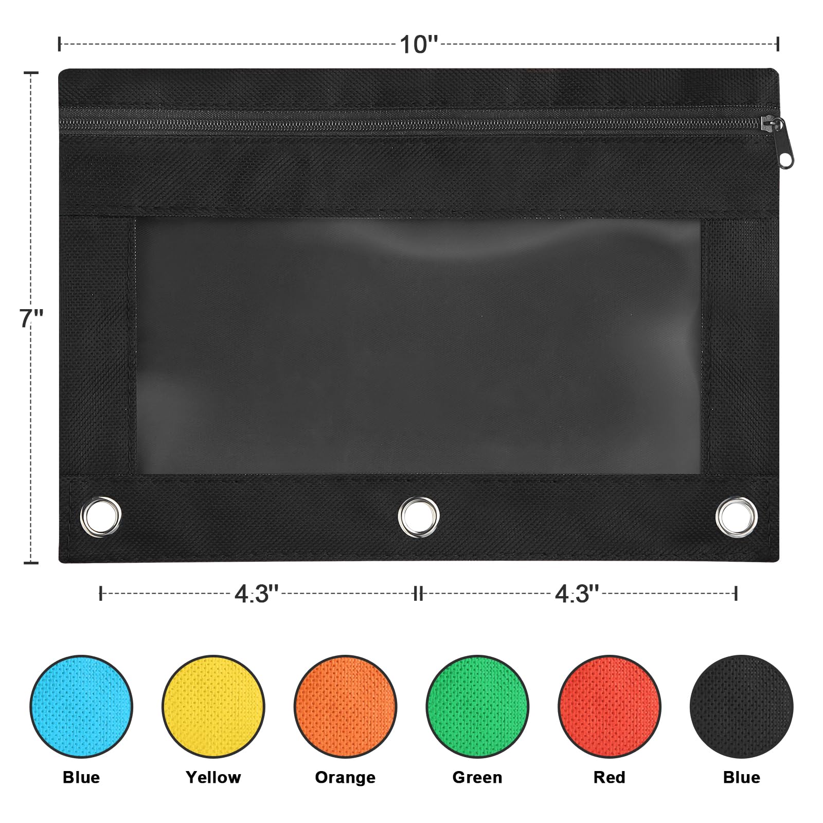 Shemira Pencil Pouch for 3 Ring Binder, 30 Pack Pencil Pouches Bulk in 6 Colors, Binder Pencil Pouch with Smooth Zipper, Zipper Pencil Pouches, 3 Ring Binder Pencil Pouches, Clear Window Pencil Case