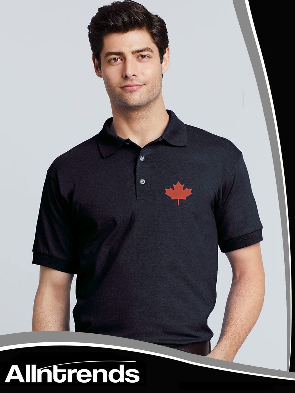ALLNTRENDS Men's Polo T Shirt Embroidery Canada Flag Embroidered Canadian Tee (XL, White)