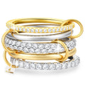 Umini 18K Gold plated Stackable Rings For Women Silver And Gold Stackable Ring Set Cubic Zircon Mixed Metal Rings For Engagement Wedding Birthday Valentine's Day Mother's Day Gift