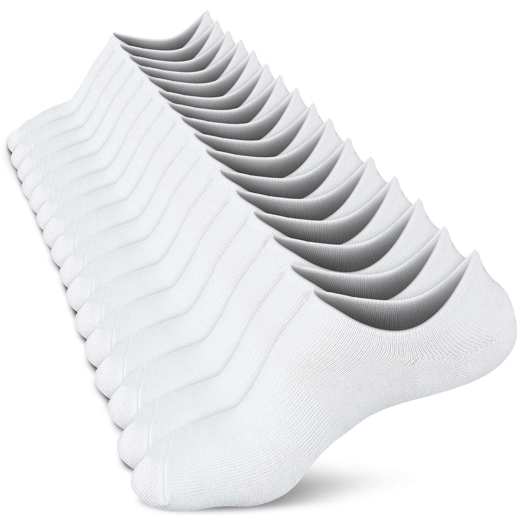 wernies Women No Show Socks Invisible Loafer Flat No Slip Rise Flats Ankle Liners Short Thin Low Cut, white, 5-8