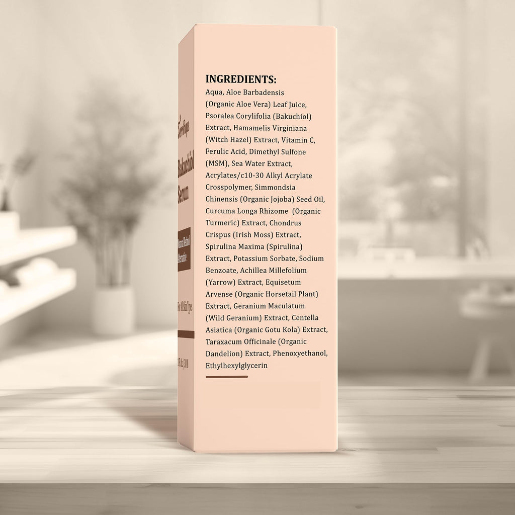 Terrafique Bakuchiol Serum - Retinol Alternative - Hydrating and Moisturizing - Can be Used on Sensitive Skin - Anti Aging - Also Contains Aloe, Witch Hazel, Centella, Spirulina - 1 Fl. Oz.
