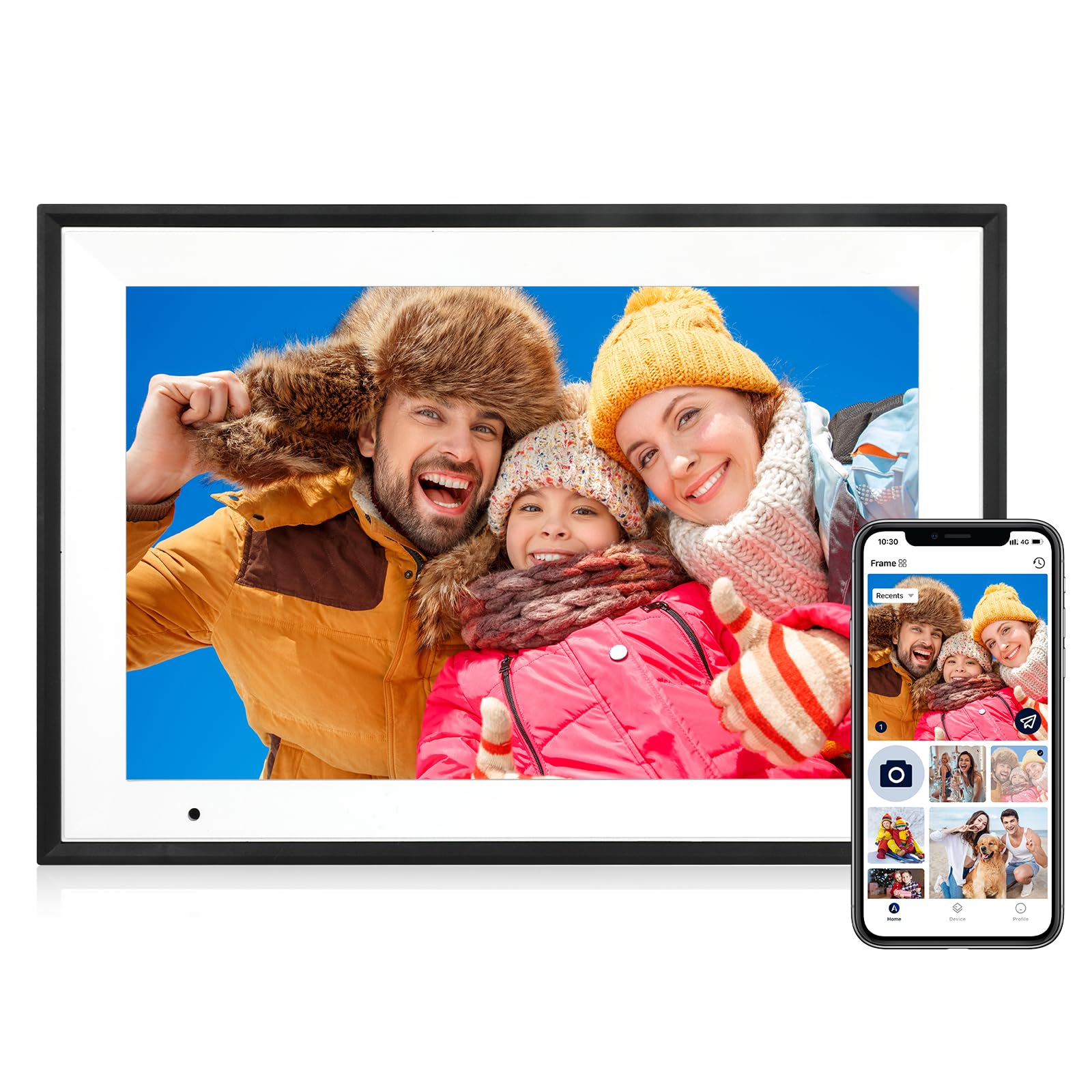 Digital Picture Frame 10.1 Inch Digital Photo Frame 32GB Storage, WiFi Picture Frame with1280x800 IPS Touch Screen, Auto-Rotate Photo Frame Share Your Photos and Videos via AiMOR App, Black