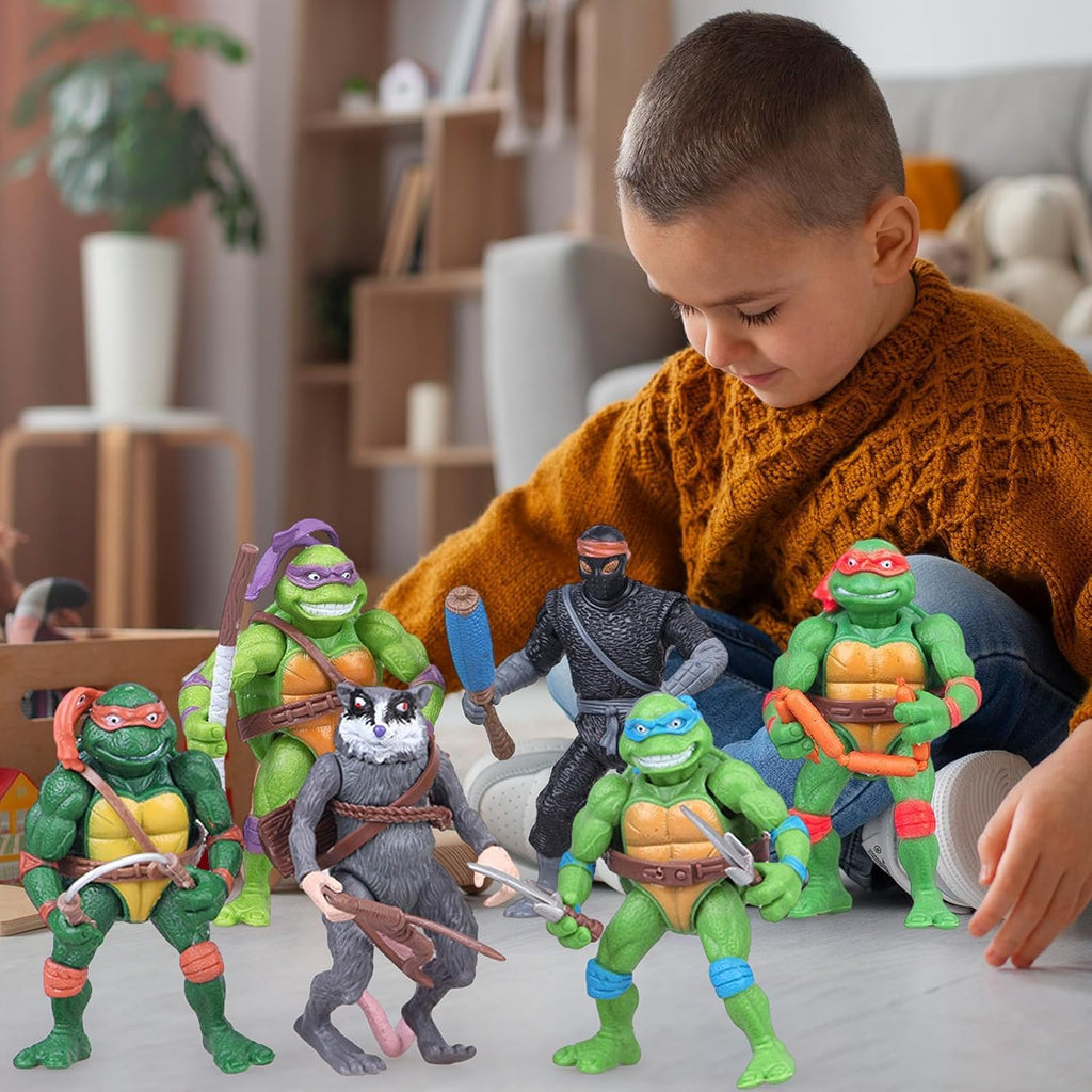 OBXAVV 4.7" Turtles Action Figures 6PCS Figure Bundle Toys Collection Birthday for Kids