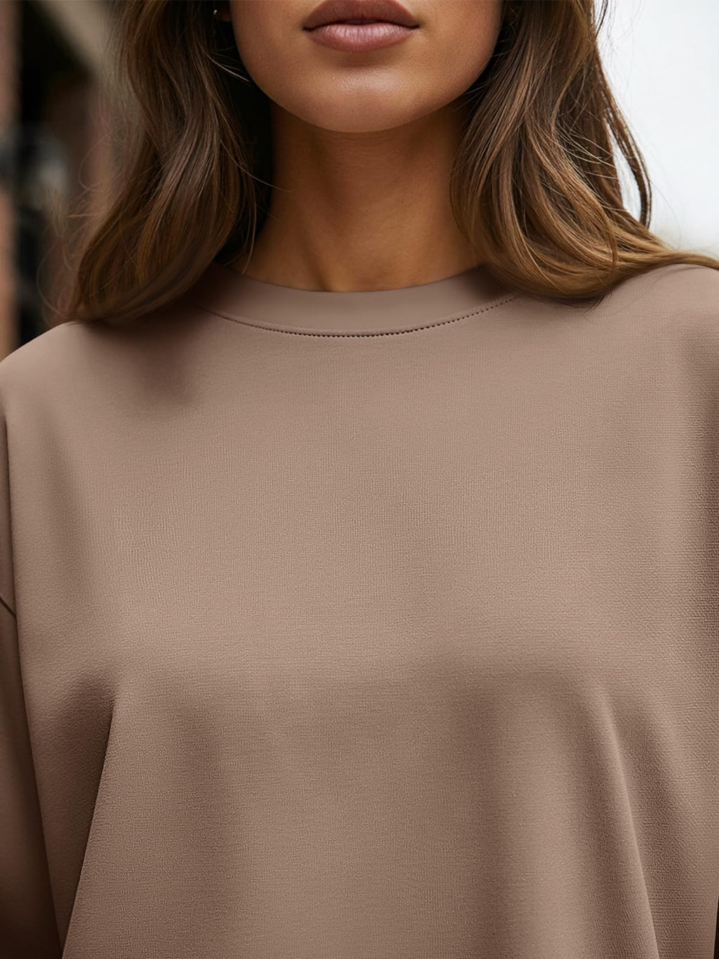 Trendy Queen Womens Spring Tops Oversized Long Sleeve T Shirts 2026 Basic Tee Fall Casual Workout Y2K Clothes Khaki XL