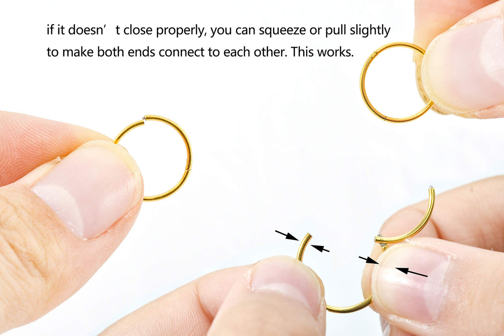 HQLA 4Pairs 18G Surgical Steel Hinged Clicker Segment Nose Rings Hoop Helix Cartilage Daith Tragus Sleeper Earrings Body Piercing for Women Men (18G - Gold - (6mm-12mm) - 4Pairs)