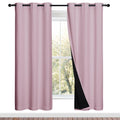 NICETOWN 100% Blackout Window Curtain Panels, Baby Pink, 2 Pieces, 42-inch Wide Per Panel, Full Light Blocking Drapes with Black Liner for Nursery, 72-inch Drop Thermal Insulated Draperies