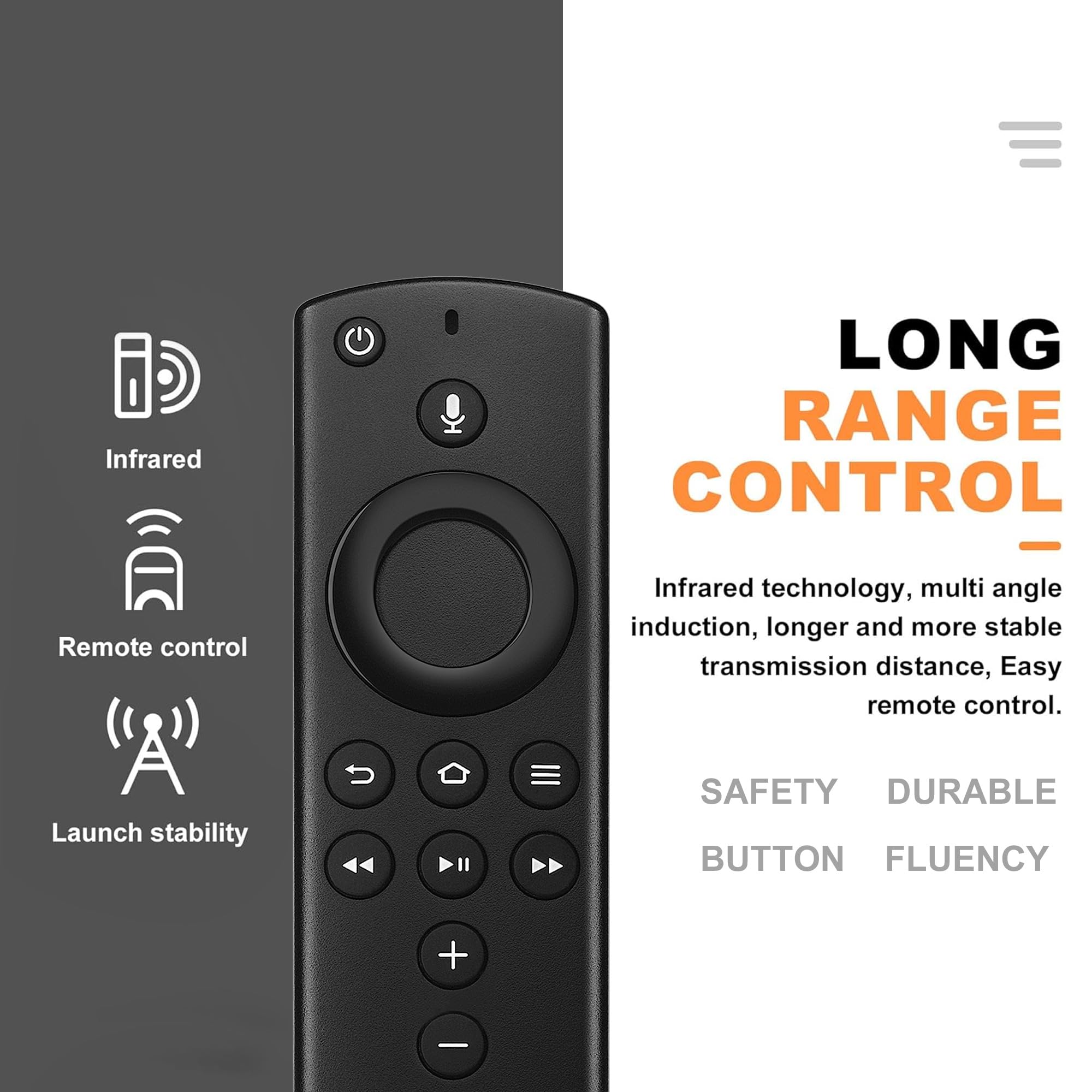 Replacement Voice Remote Control fit for Fire Smart TV Stick,TVs 4K,TV Cube(1st Ge/2nd Gen),Smart TVs(3rd Gen),Not for Samsung/Roku TV