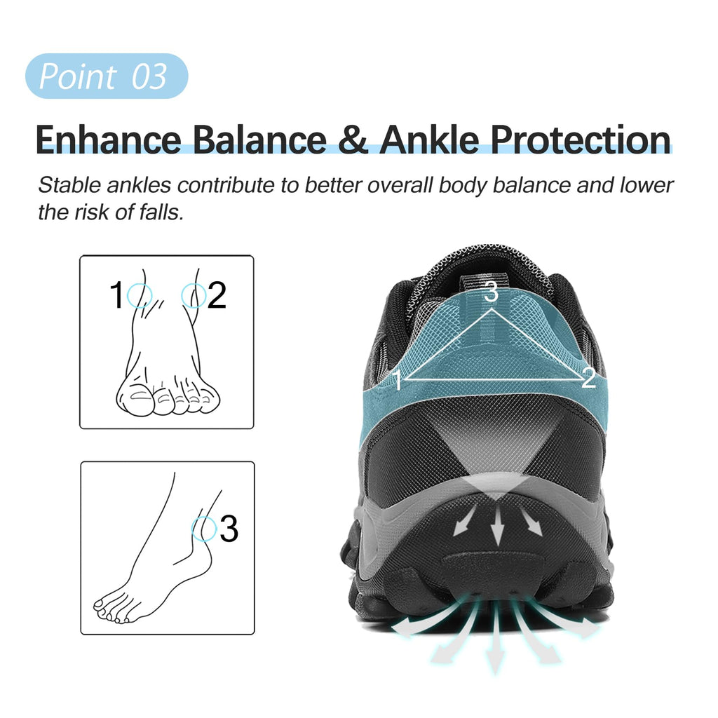 TRAILBLITZ Men's Hiking Shoes Fashion Walking Sneakers Outdoor Workout Footwear Non Slip Comfortable Lightweight Breathable Trekking Backpacking Trail Running(8.5 Men，BlackGray)