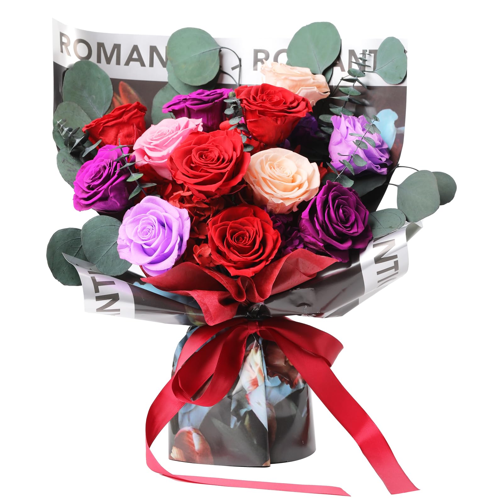 Lovenfold Flowers for Delivery Birthday Flowers Gift for Her,Preserved Flowers Bouquet 12 Roses Mixed Bouquet,Rose Gifts for Women Mom Grandma(Mixed 12 Red Roses)