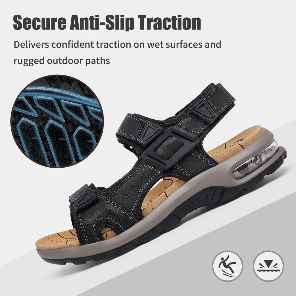 ziitop Men's Athletic Sandals Adjustable Straps Arch Support Air Cushion Durable Hiking Outdoor Non-slip Sandals for Casual Walking