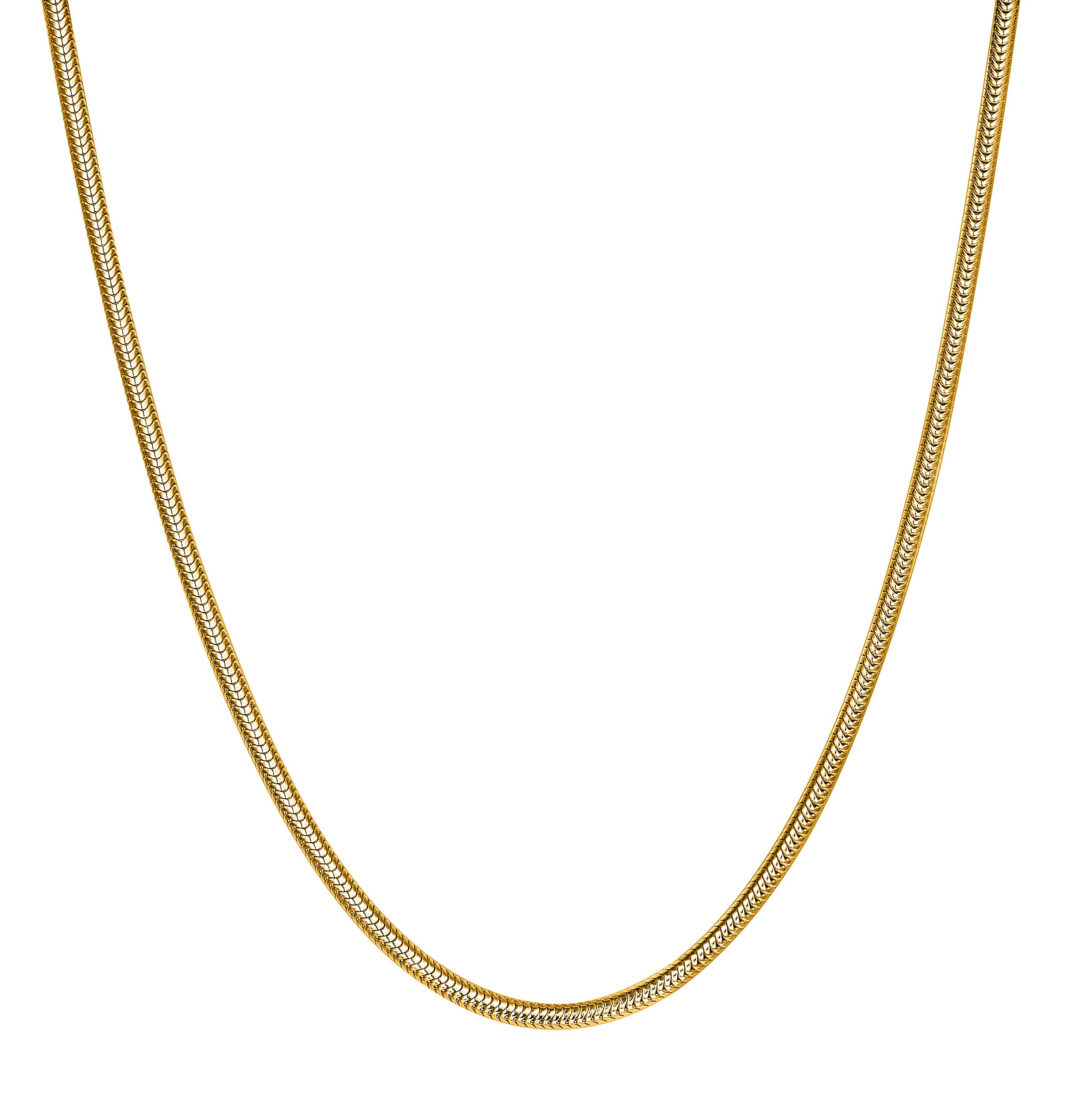 BORUO Waterproof 14K Gold Plated Stainless Steel Snake Chain Necklace | Non Tarnish Gold Necklace 1.5mm with Lobster Claw Clasp 22 Inch