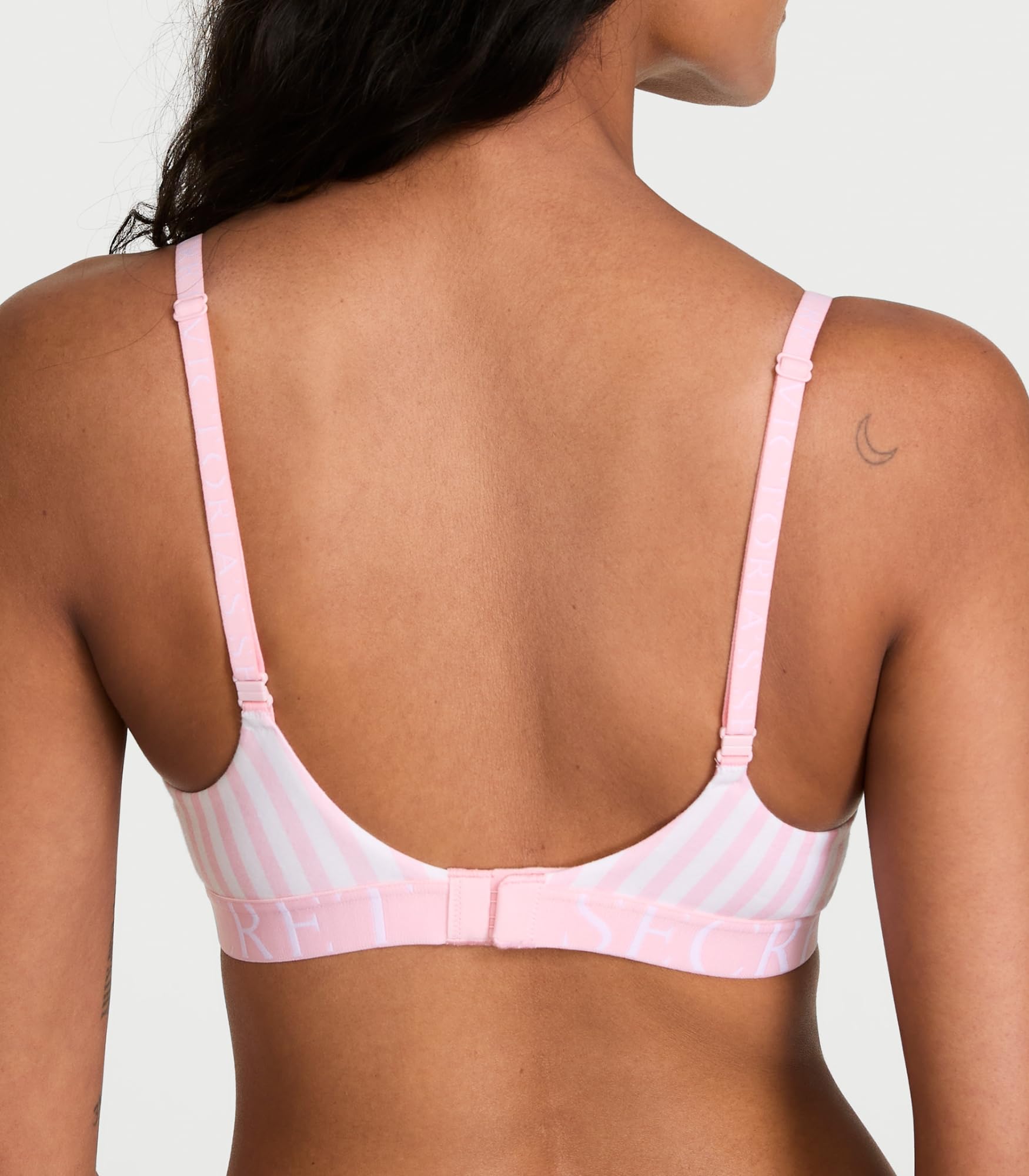 Victoria's Secret Cotton Push Up Perfect Shape T Shirt Bra, Full Coverage, Padded, Smoothing, Bras for Women, Pretty Blossom Stripes, 32A