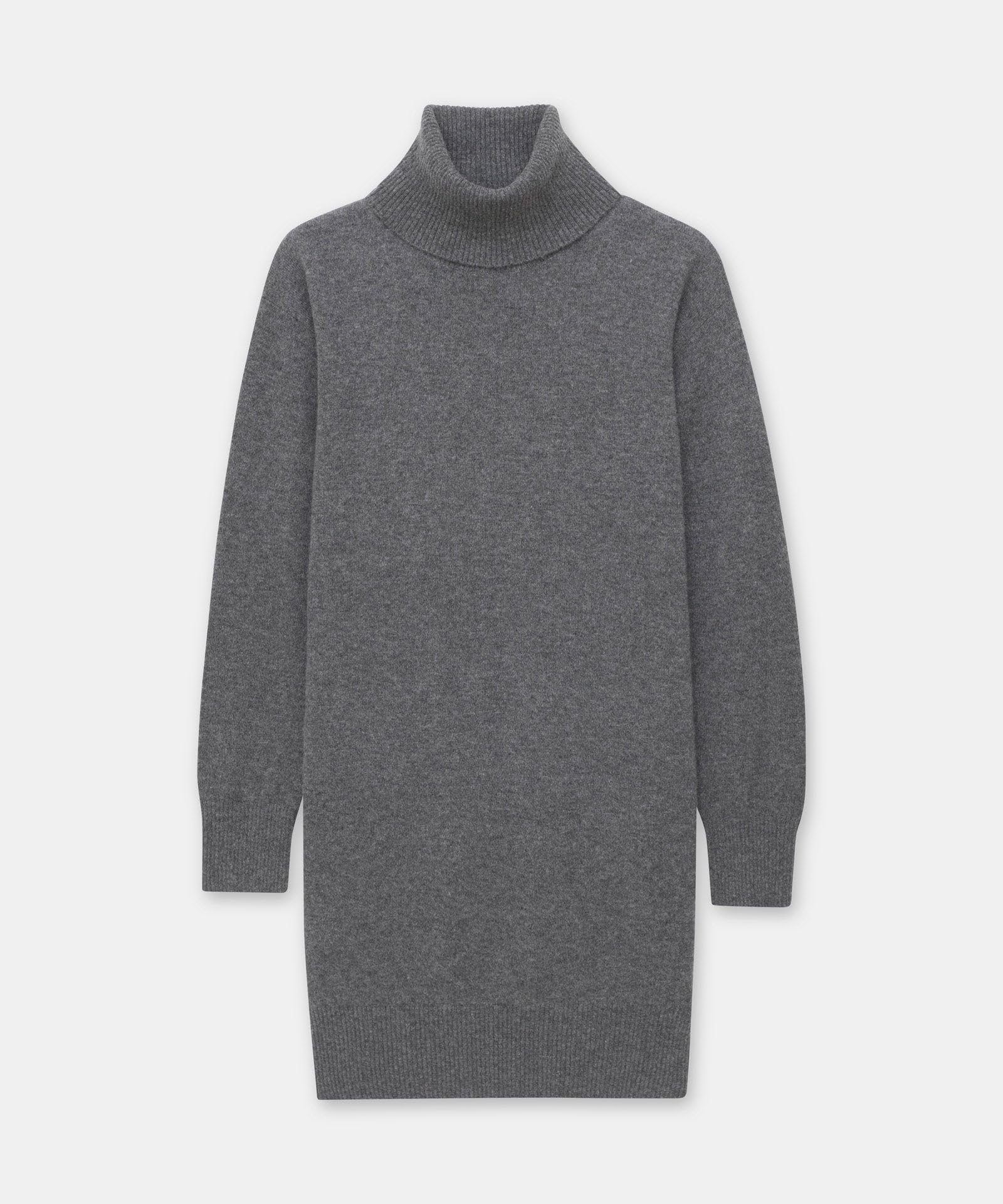 Naadam Womens Cashmere Turtleneck Mini Dress, Granite, M