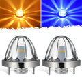 Partsam 2Pcs Dual Color Amber/Blue LED Glass Lens Watermelon Lights [Patented], Turn Signal Marker Lights with Stainless Steel Bezel Compatible with Kenworth Peterbilt Freightliner