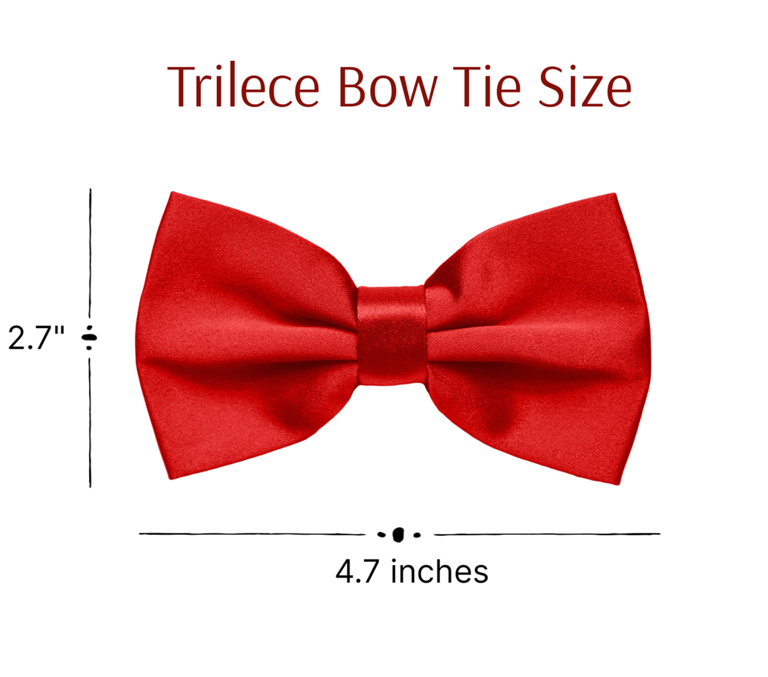 trilece Bow Ties for Men - Men's Solid Pre-tied Clip on Bowties for Formal Wear - Adjustable Bow Tie - Bow ties for Woman (Red)