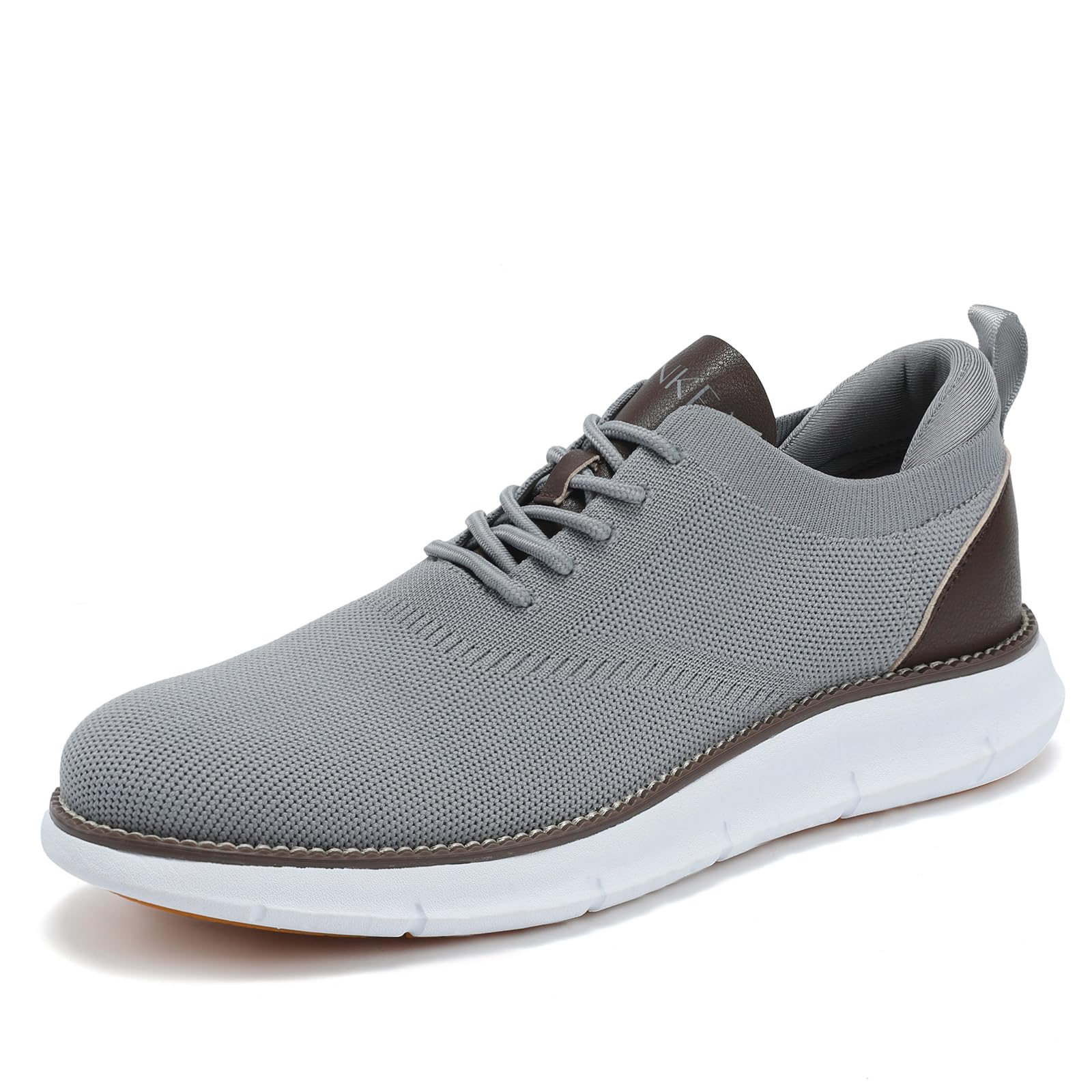 SVNKE Men's Mesh Dress Shoes Casual Business Lace Up Oxford Sneakers Lightweight Breathable Walking Shoes Comfortable Thick Sole Tennis Footwear Light Gray 10.5 Extra Wide