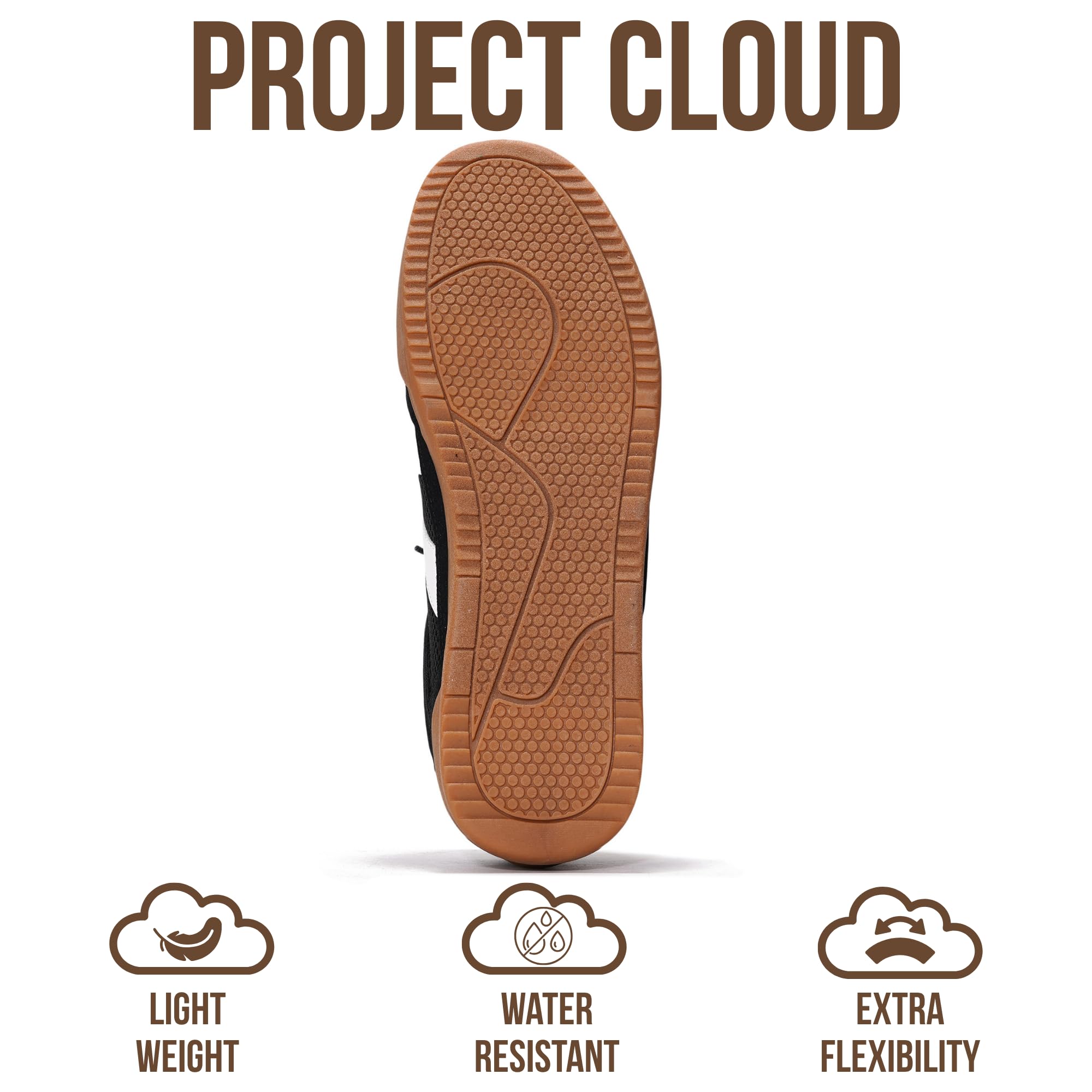 Project Cloud Sneakers for Men - 100% Genuine Leather Mens Casual Shoes Memory Foam Insole Mens Sneakers - Non Slip Outsole Dress Sneakers Men (HISVERDY,Black,9.5)