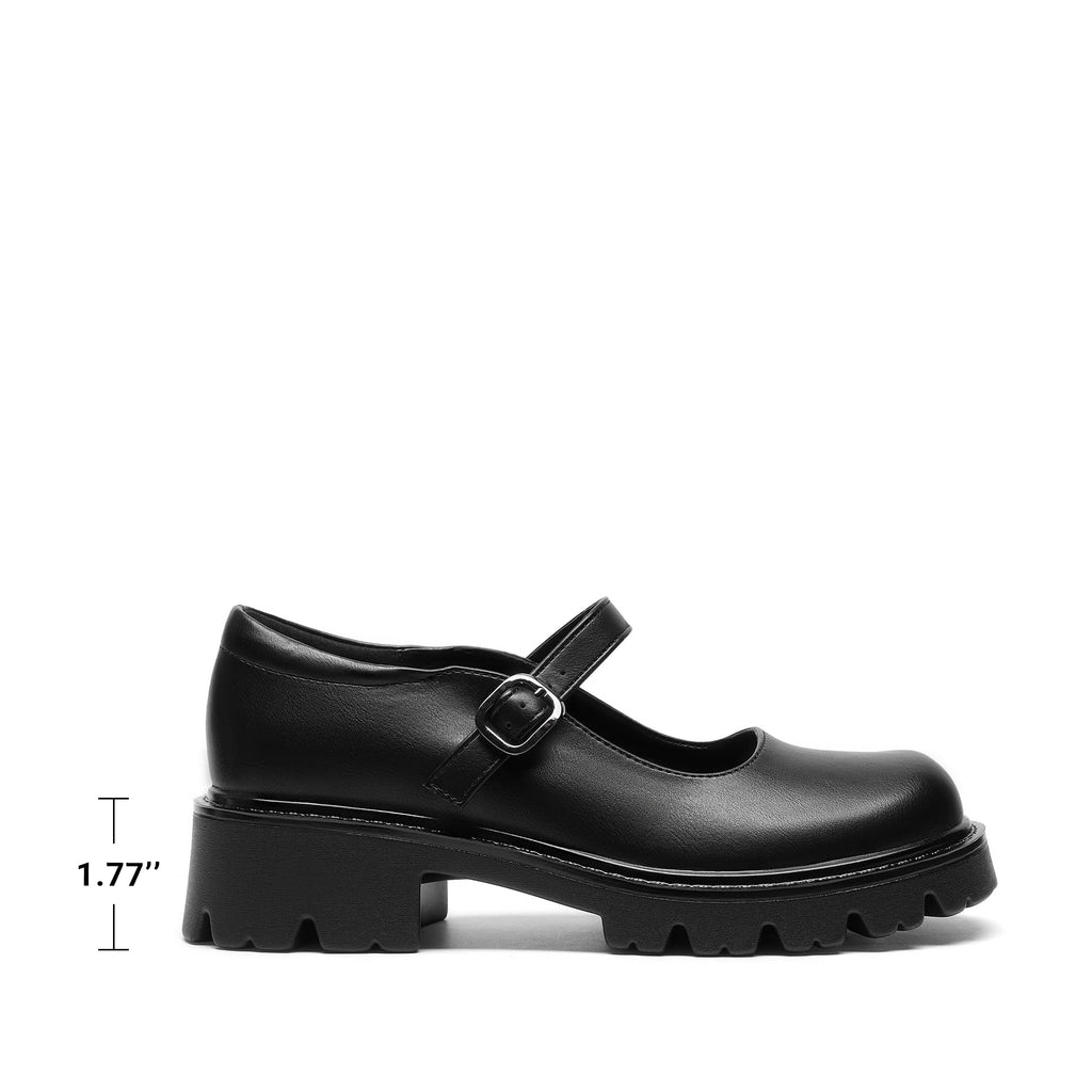 DREAM PAIRS Mary Jane Platform Shoes for Women Closed Toe Chunky Block Heel Cute Dress Shoes,Size 7.5,Black-Pu,SDPU26015W