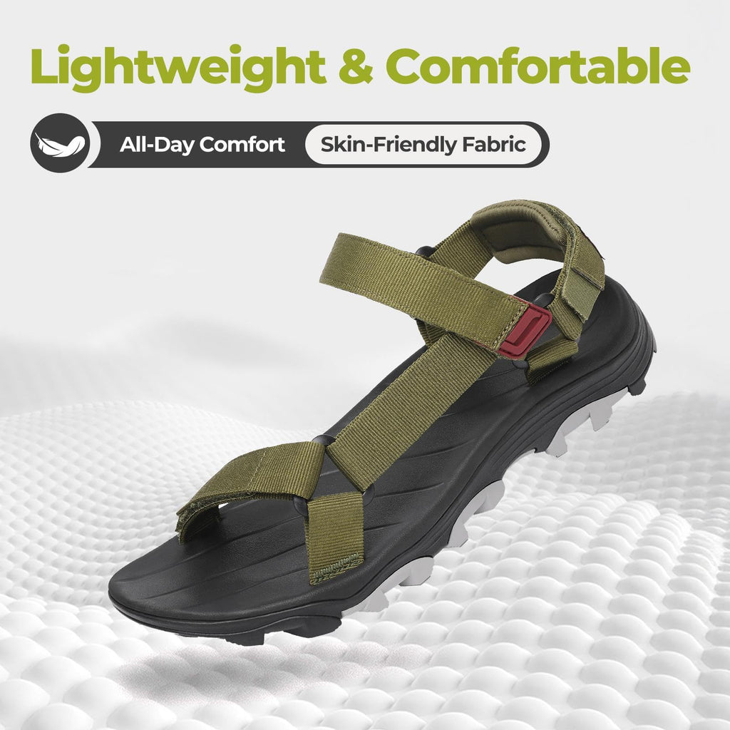 Mishansha Men’s Outdoor Walking Sandals, Adjustable Lightweight Hiking Sandal with Anti-Slip Sole for Travel, Beach & Casual Wear Green