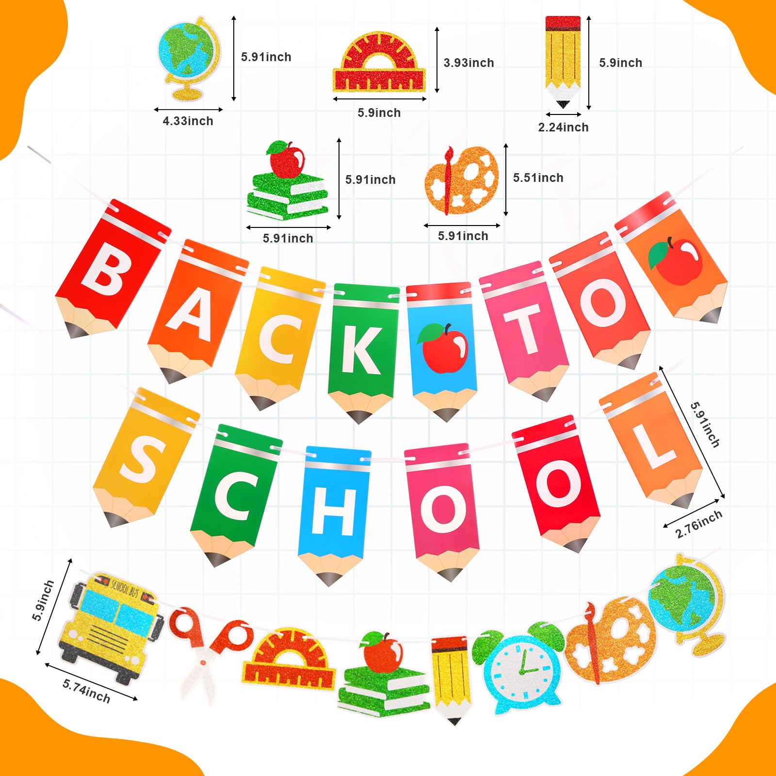 Back to School Decorations Set, First Day of School Banner for Classroom