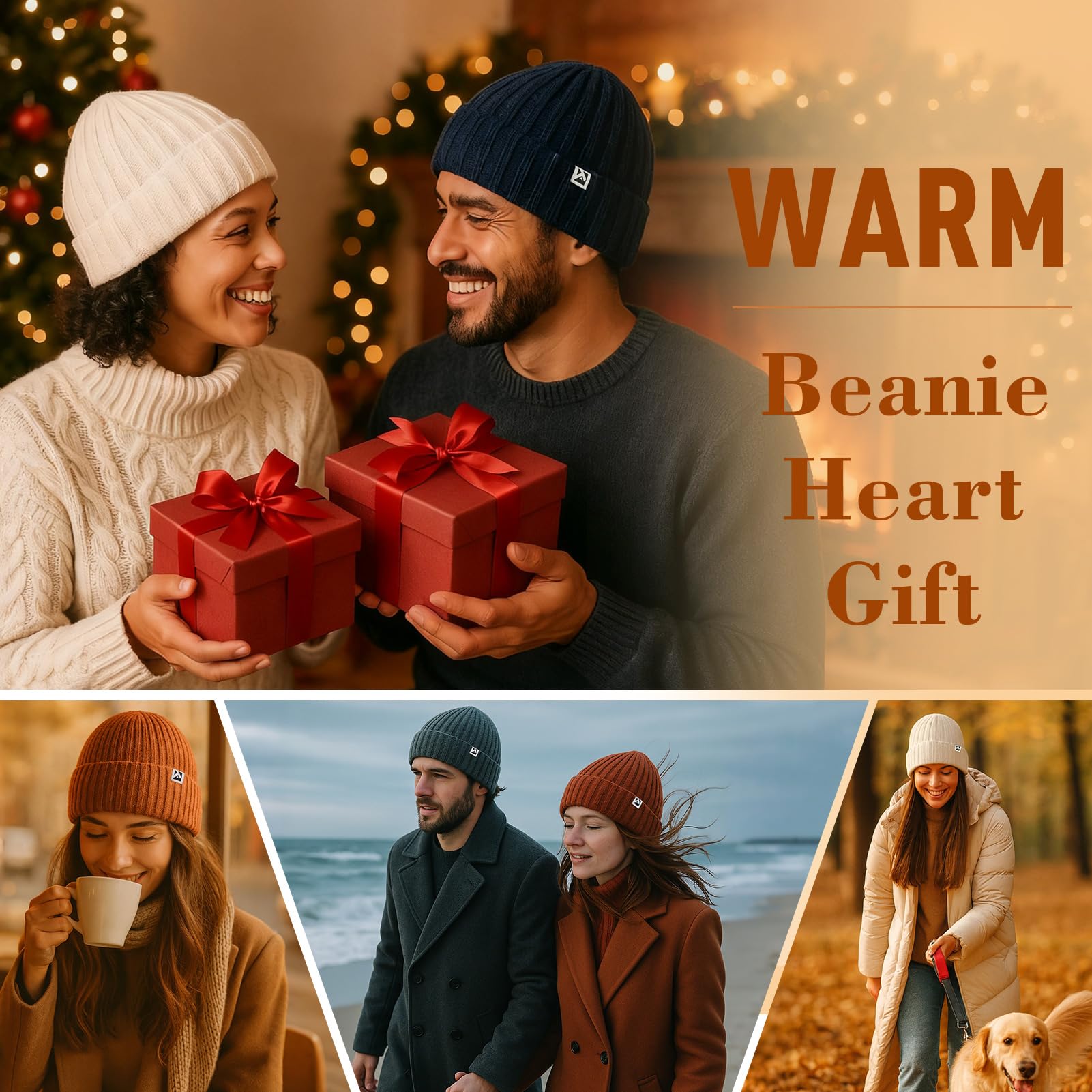 TOP-EX Men's Women's XL XXL Extra Large Big Head Oversize Dark Grey 100% Merino Wool Winter Beanie Fleece Lined Knit Cap Hat Cold Weather Warm