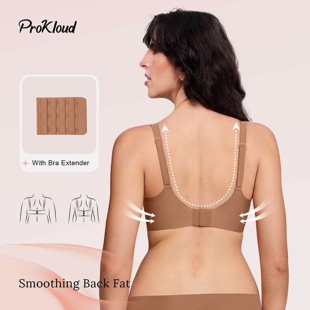ProKloud Wireless Bra for Women No Underwire Deep V Mesh Bras Seamless Comfortable Push Up Bralettes with Support and Lift
