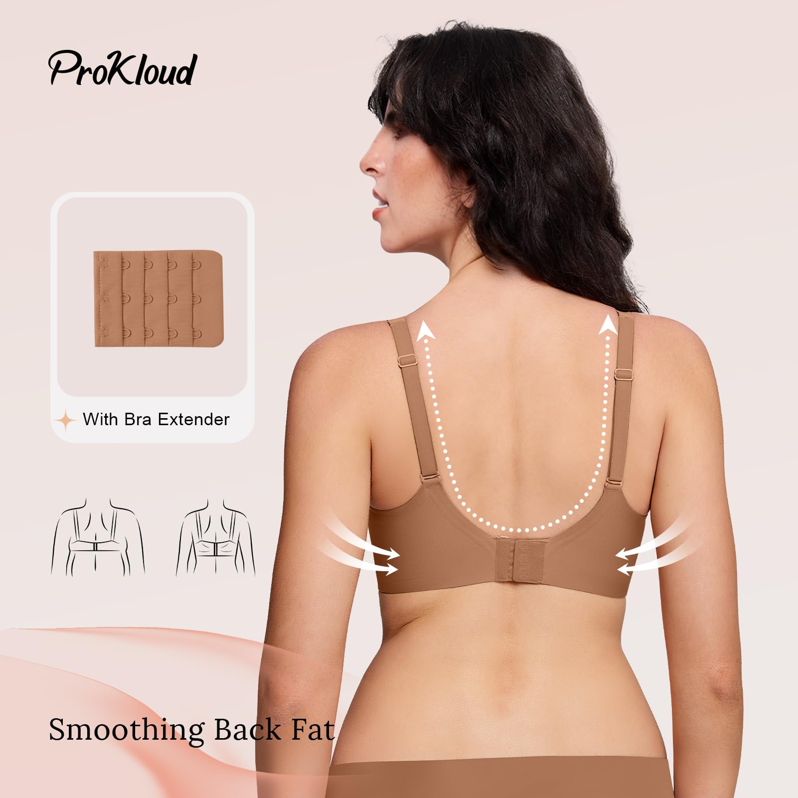ProKloud Wireless Bra for Women No Underwire Deep V Mesh Bras Seamless Comfortable Push Up Bralettes with Support and Lift