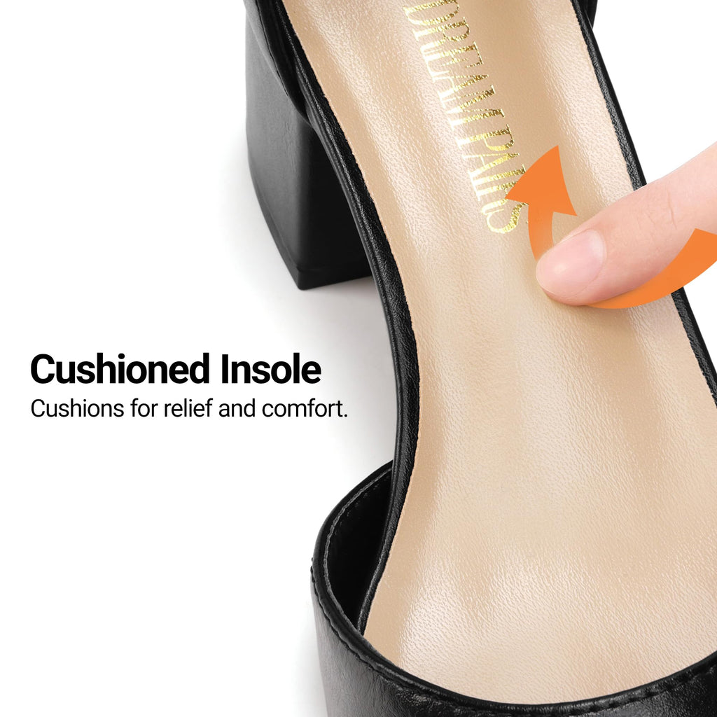 DREAM PAIRS ANNEE Pointed Toe Low Chunky Heels Pump Shoes,Size 8.5,Black/Pu,ANNEE