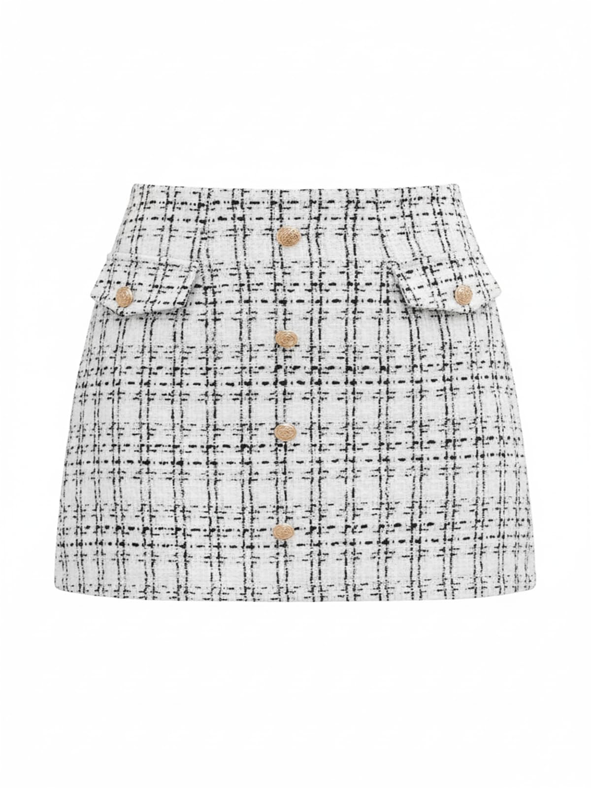 CUPSHE Women Mini Plaid Skirts Tweed High Waist Bodycon Pencil Fall Winter Dressy Shorts,L Grey