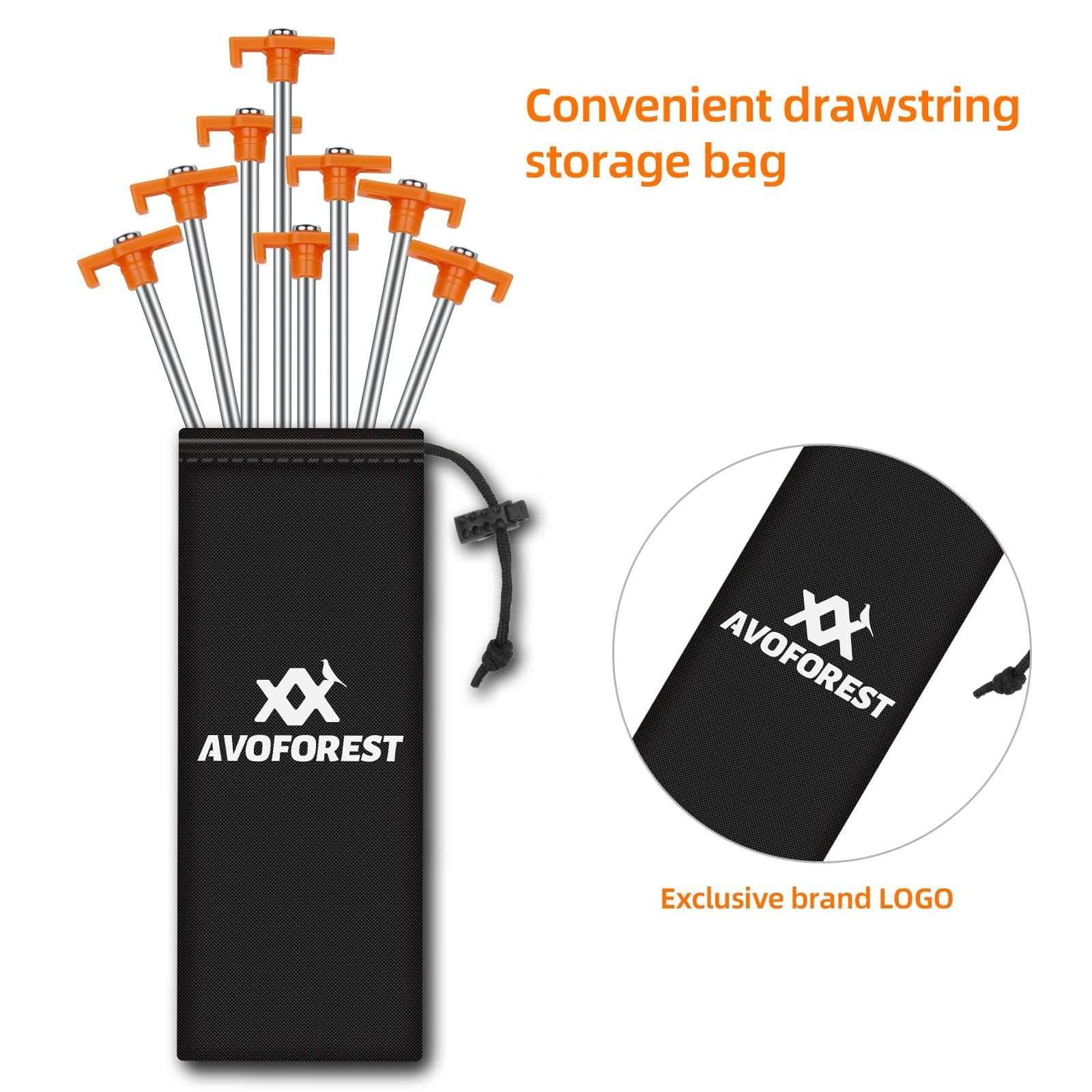 Tent Stakes Camping Stakes,AVOFOREST 7.1inch Non-Rust Metal Tent Pegs Ground Stakes Tent Spikes Camping,Garden,Hiking Orange (Orange 12pcs, 7.1IN)