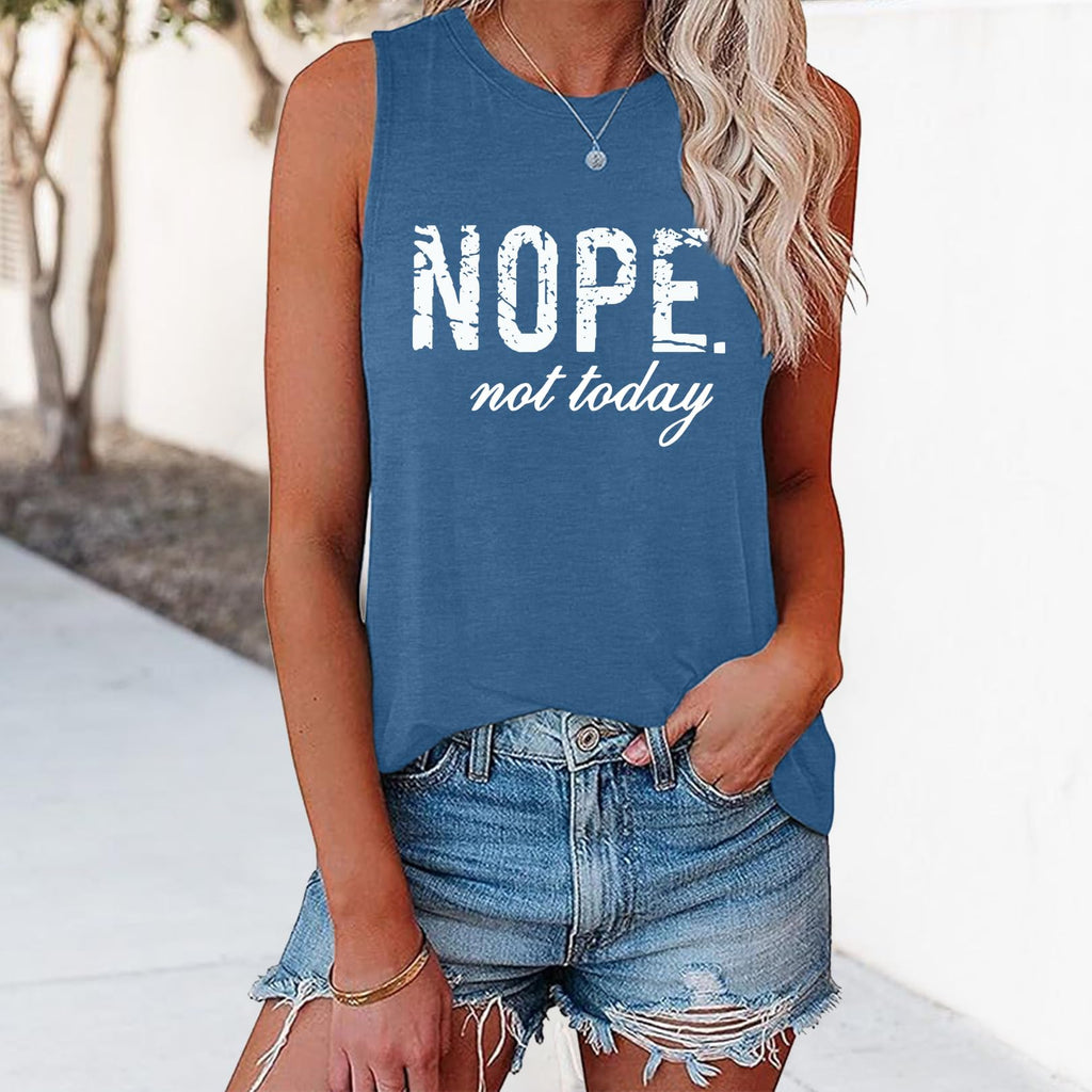 LOOKFACE Women's Sleeveless Tank Top Graphic Cute Tunic Heather Indigo Small