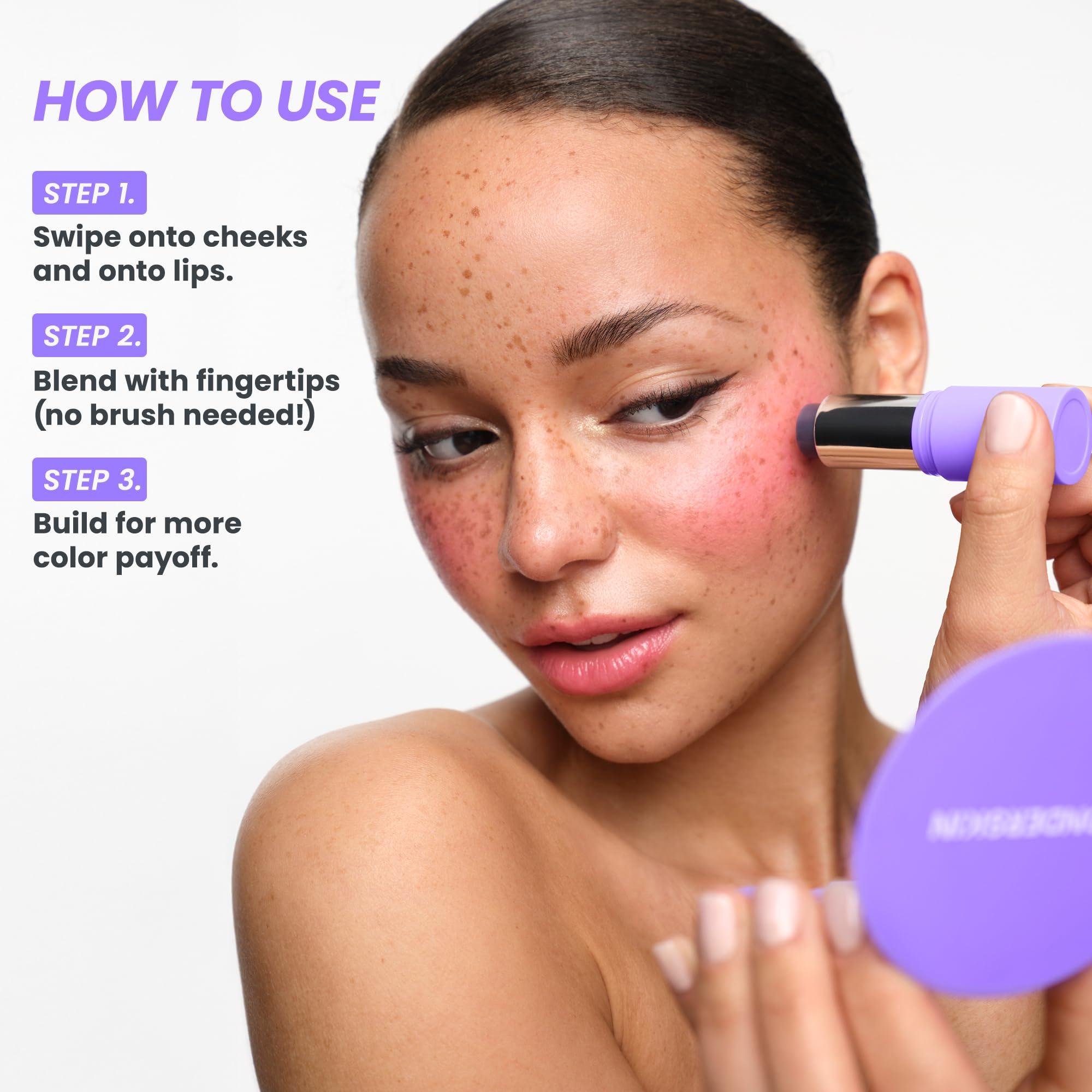 Wonderskin Cream Blush Stick pH-Activated - pHlush Stick Multi-Use, Cream Tint for Cheeks and Lips, Cooling Nourishing Color-Adjusting Makeup