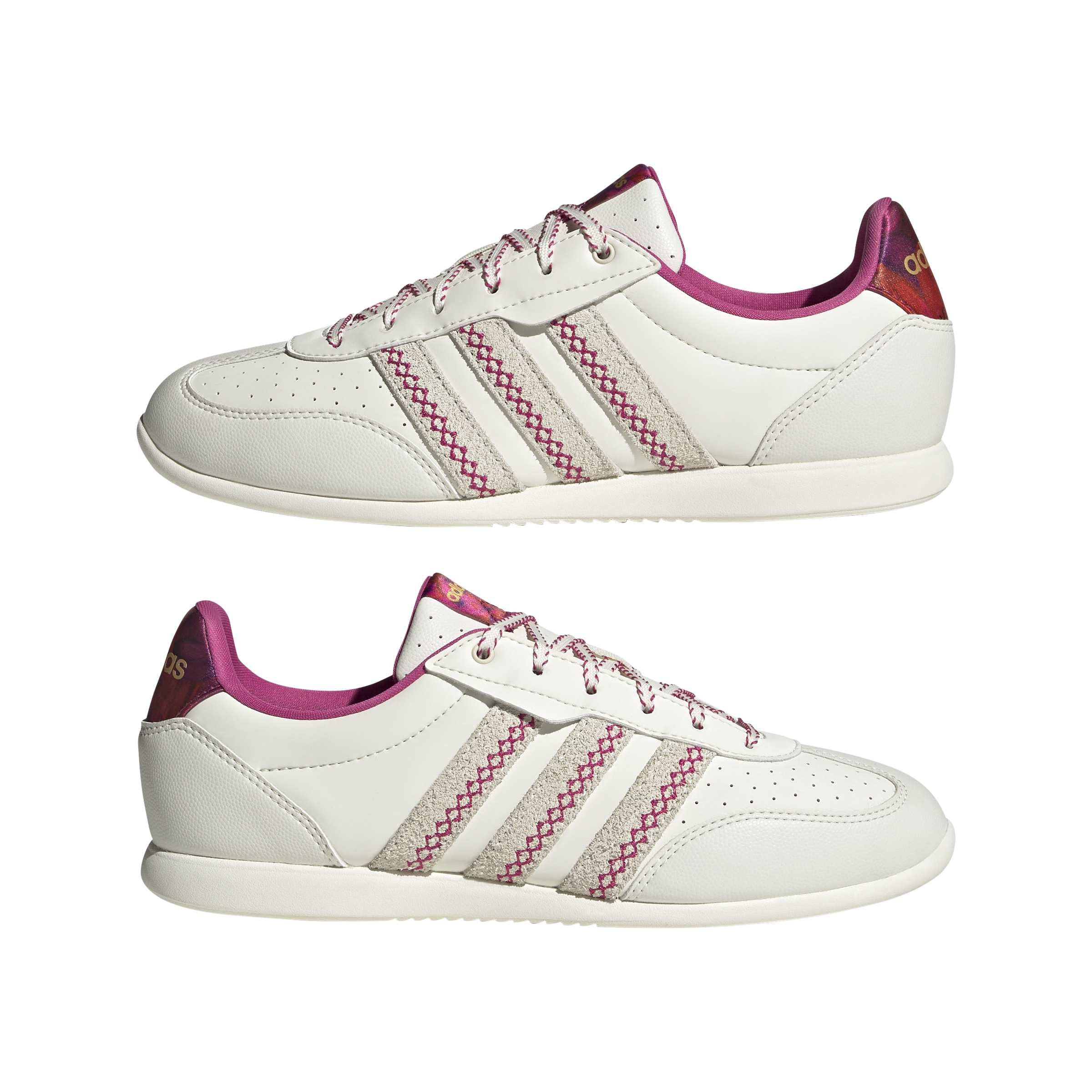 adidas Women's Barreda Low, Off White/Off White/Bahia Magenta, 7