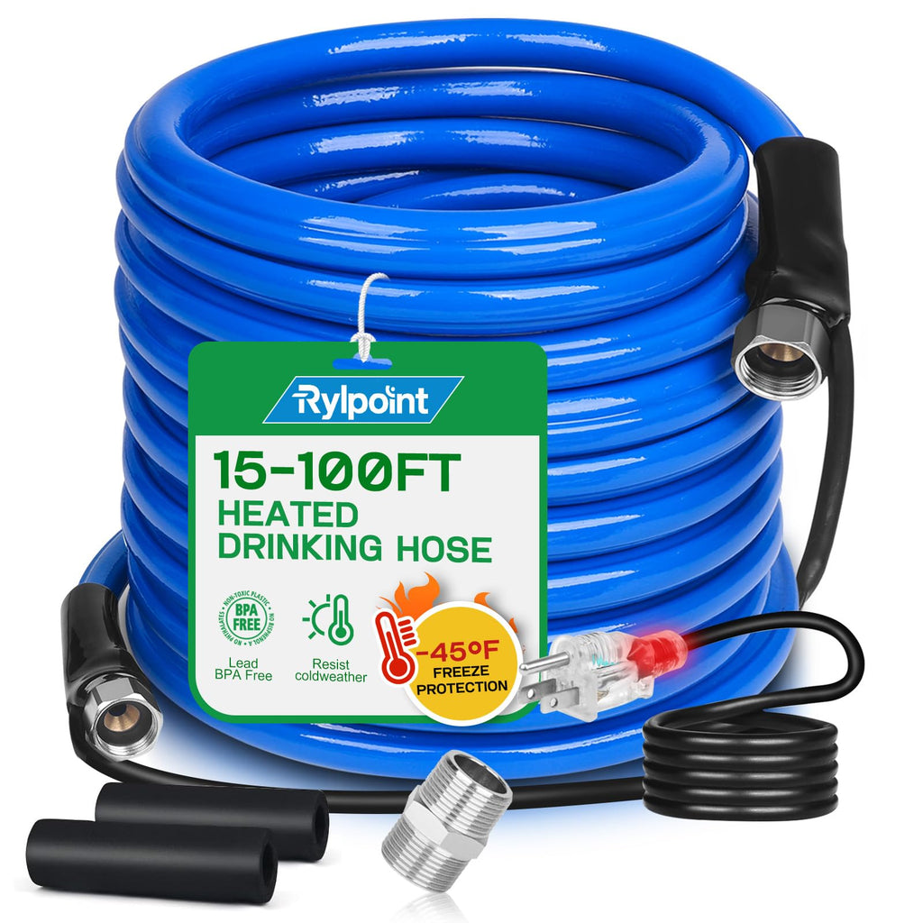 50FT Heated Water Hose for RV,Heated Drinking Water Hose,Lead and BPA Free,1/2"Inner Diameter,Temperatures Down to -47°F,Rv Accessories for Campers, Livestock, Agriculture